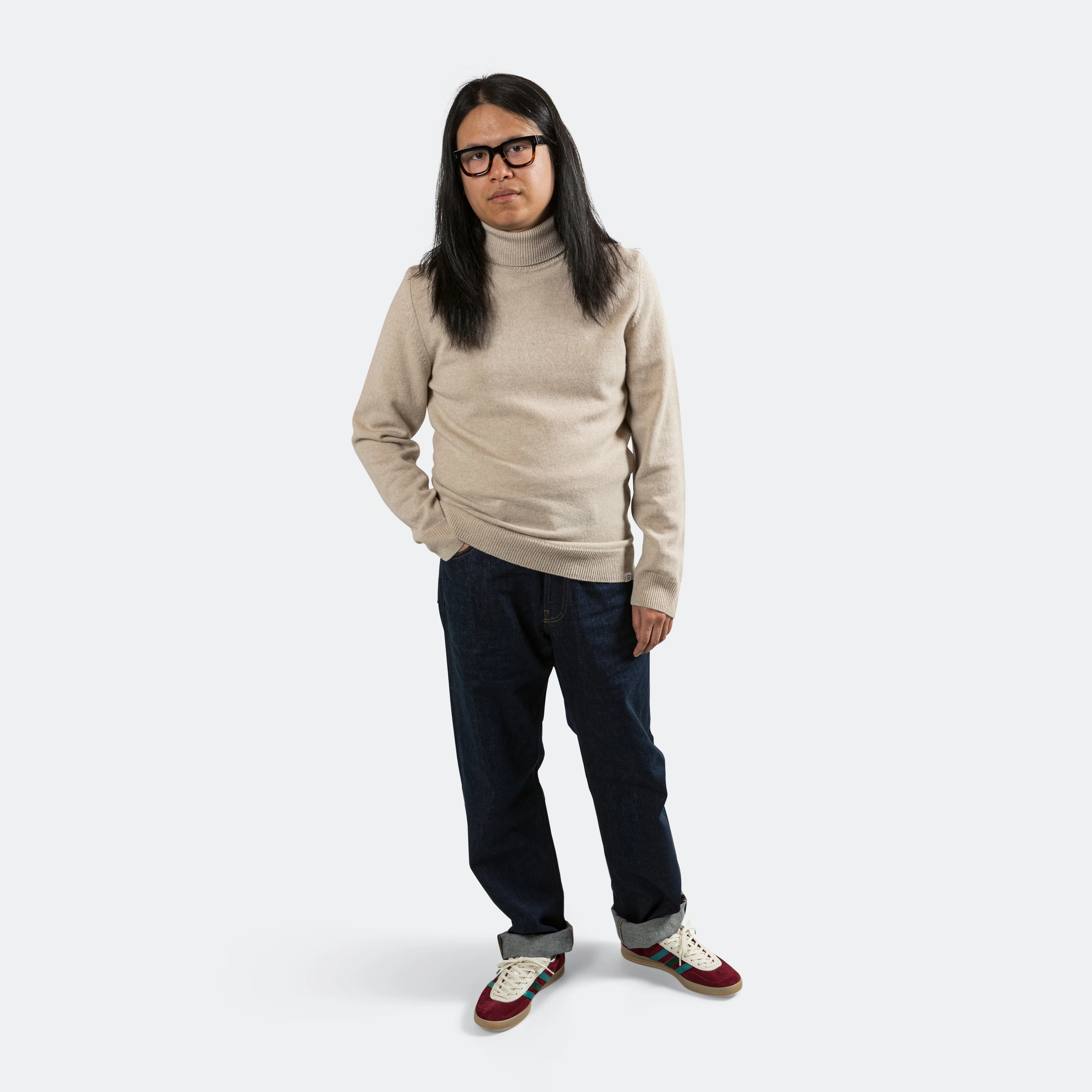 Kirk Merino Lambswool Turtleneck - Oatmeal - Image 7