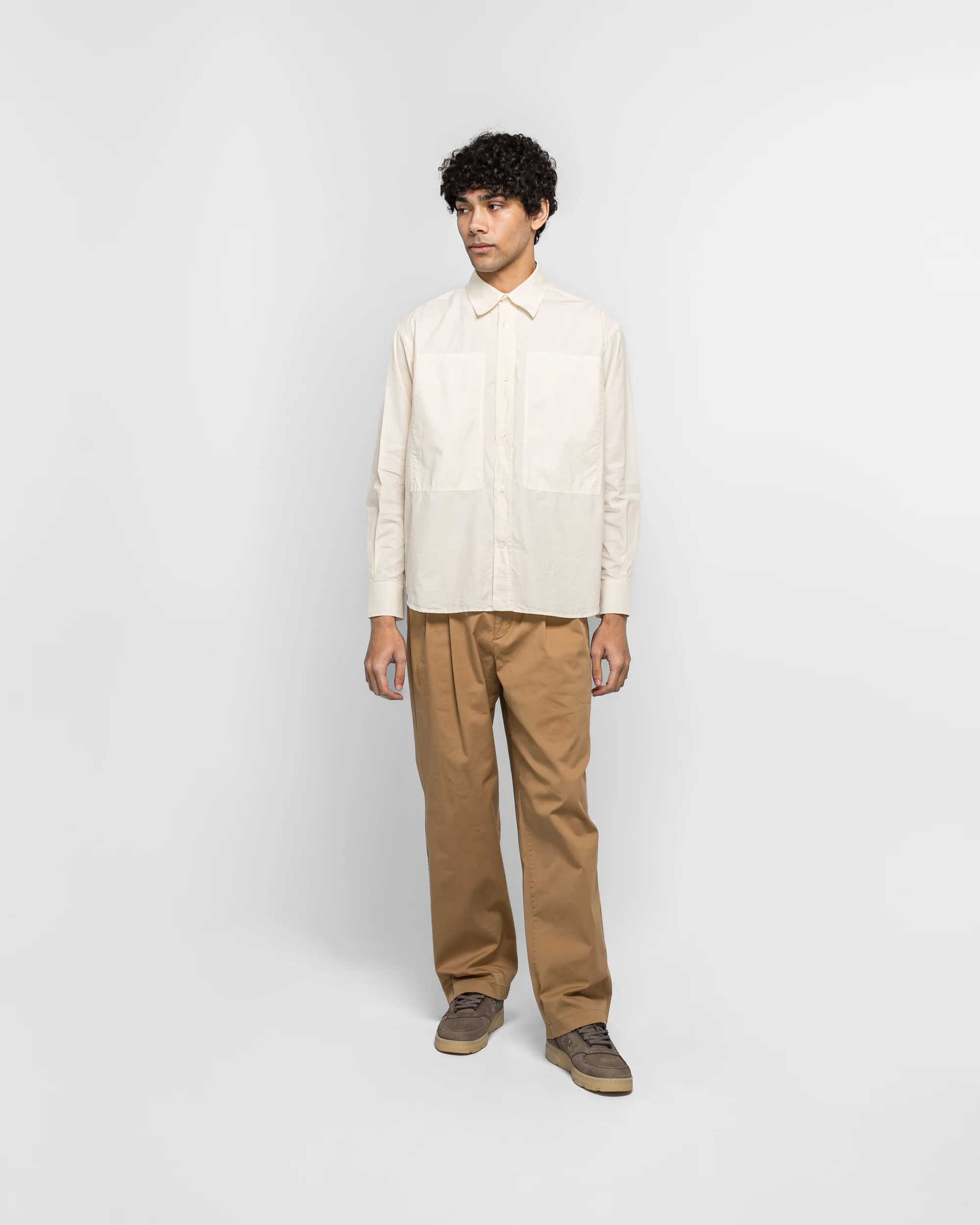Ole Fatigue Cotton Tencel Shirt - Oatmeal - Image 5