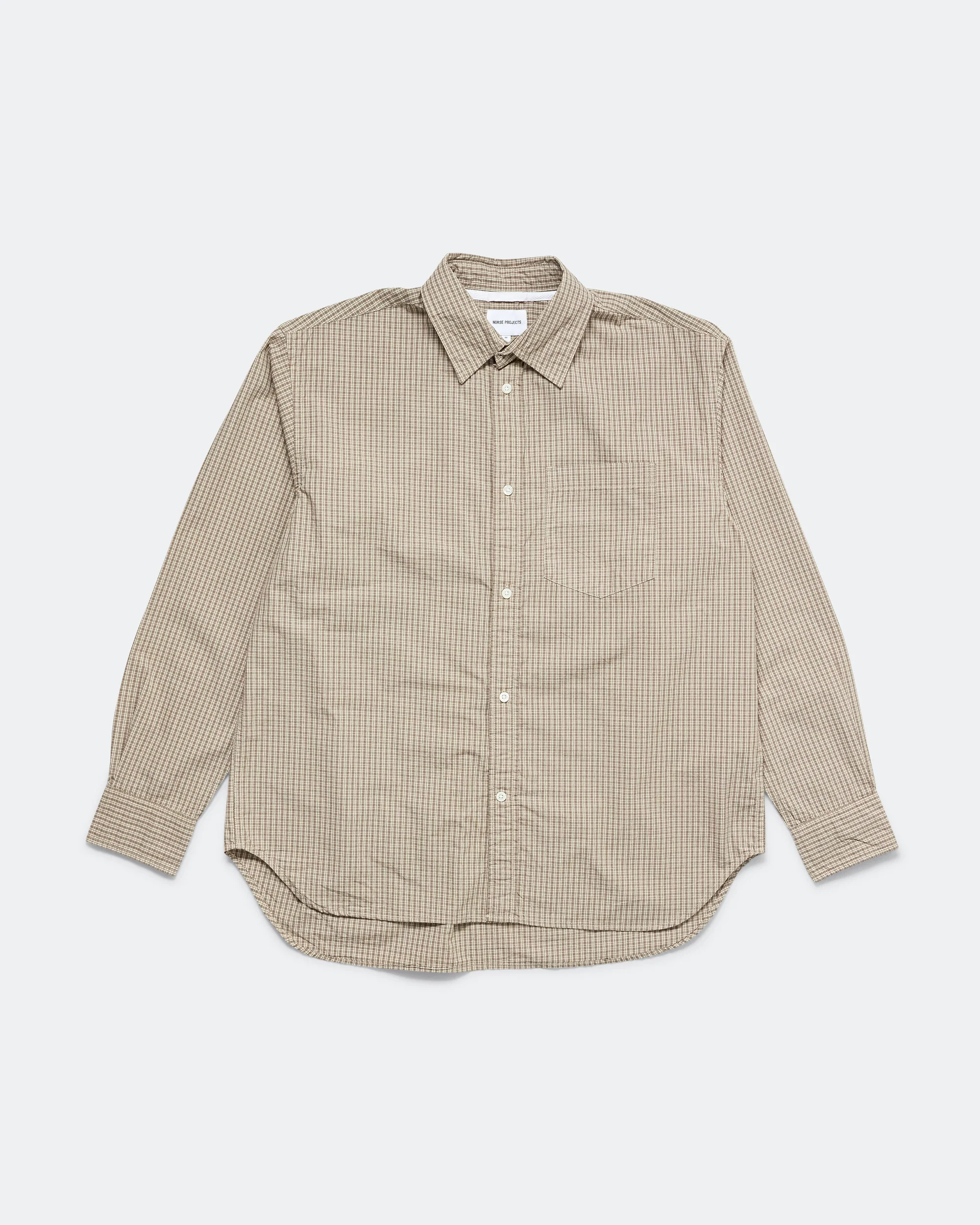 Ole Oversize Poplin Check Shirt - Walnut