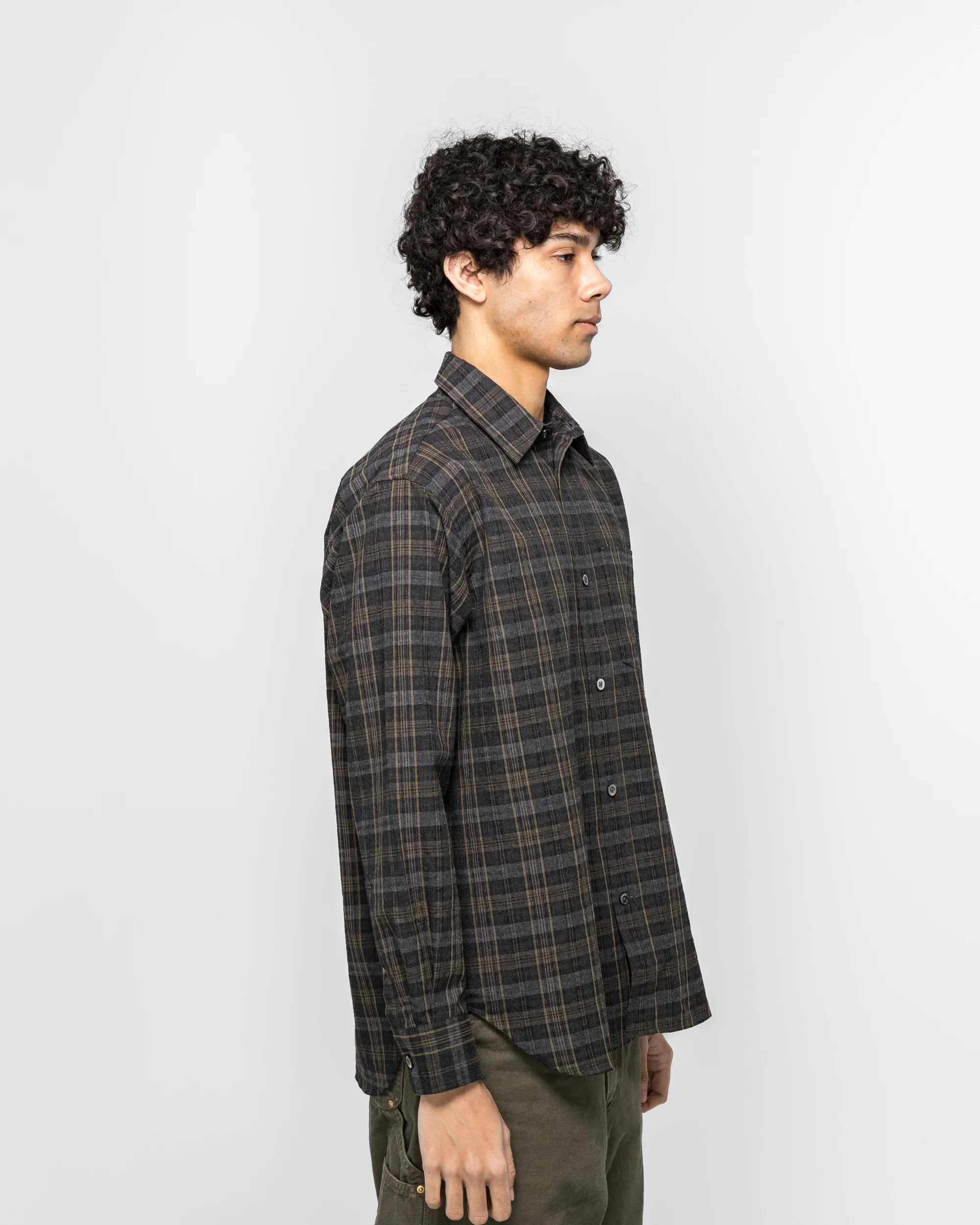 Ole Oversize Wool Check Shirt - Charcoal Grey - Image 3