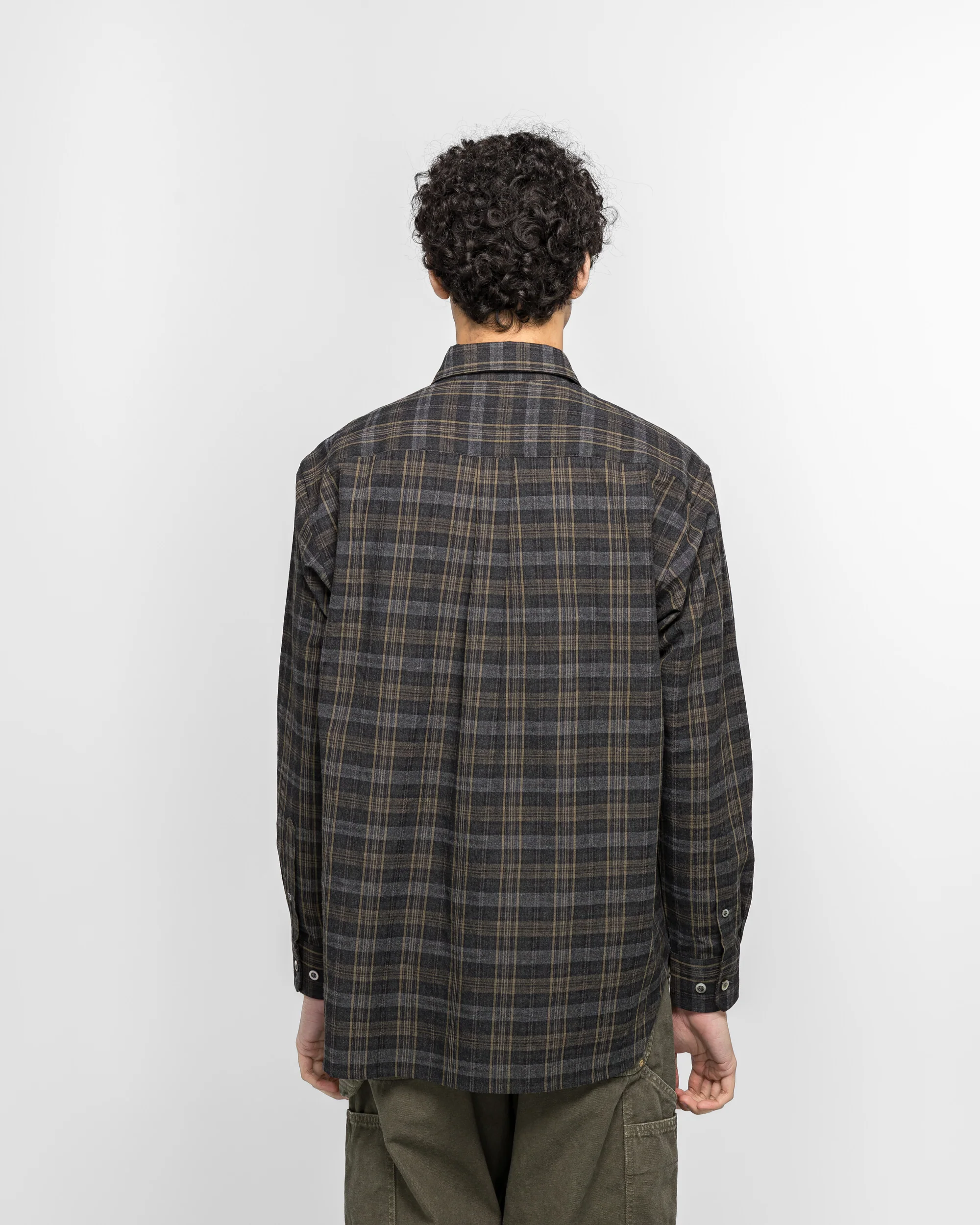 Ole Oversize Wool Check Shirt - Charcoal Grey - Image 4