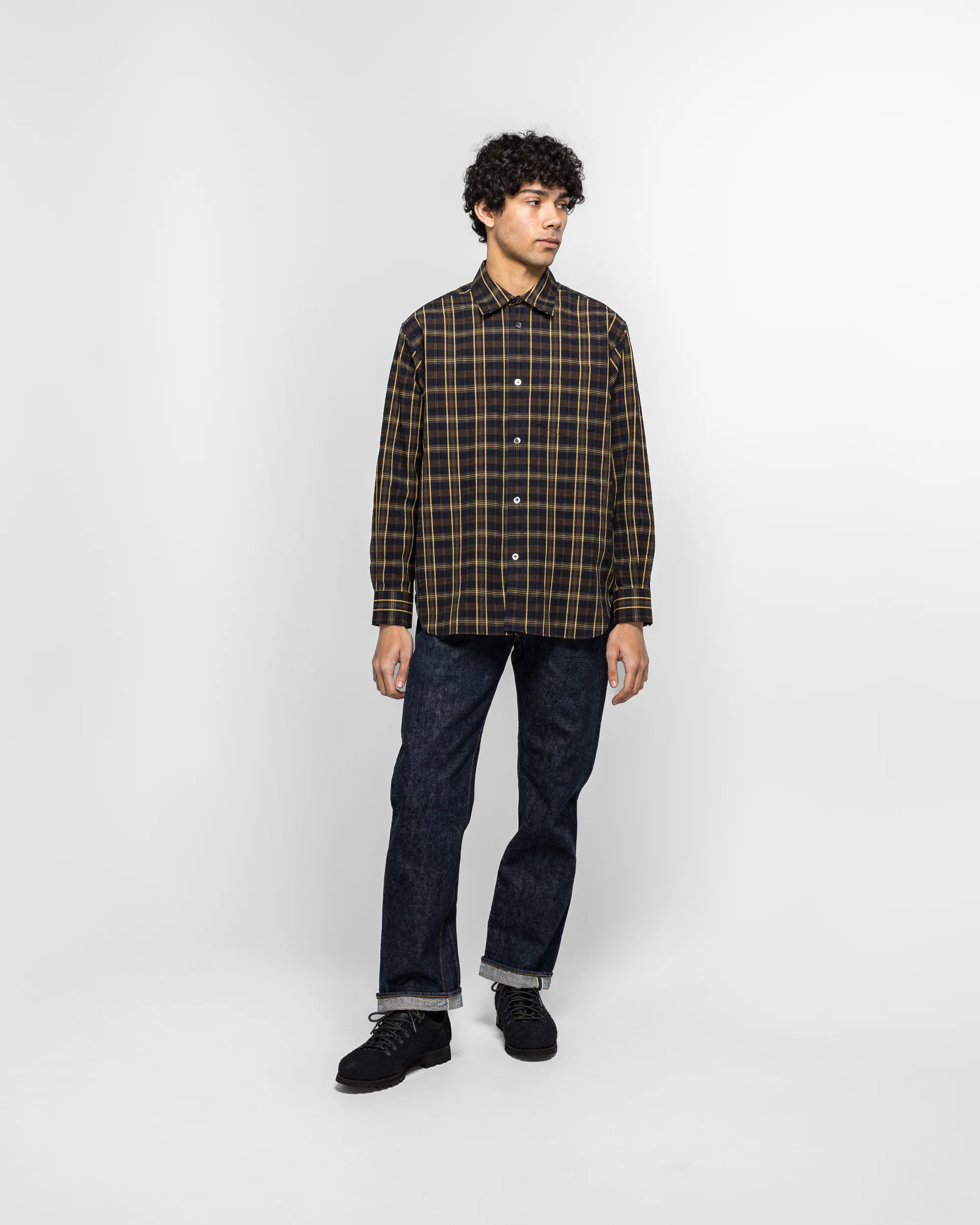 Ole Oversize Wool Check Shirt - Dark Navy - Image 5