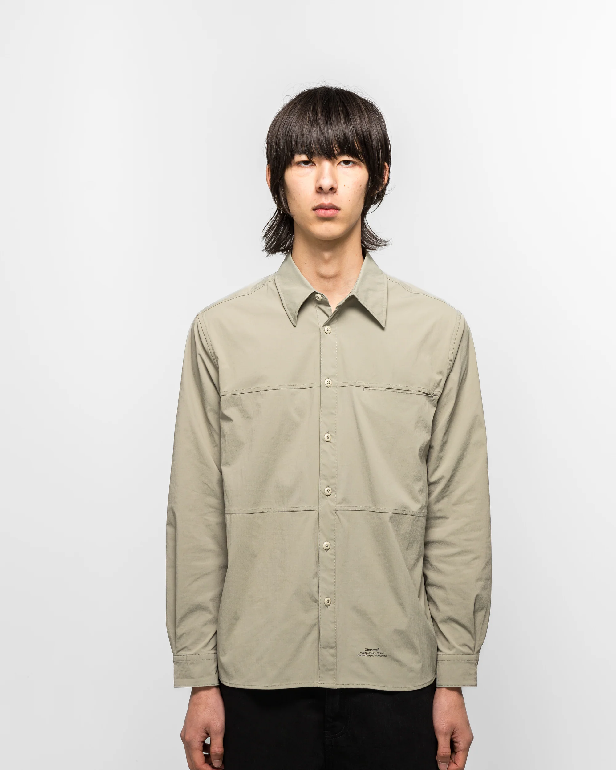 Crinkled Ripstop Panel Shirt - Sage - Image 2