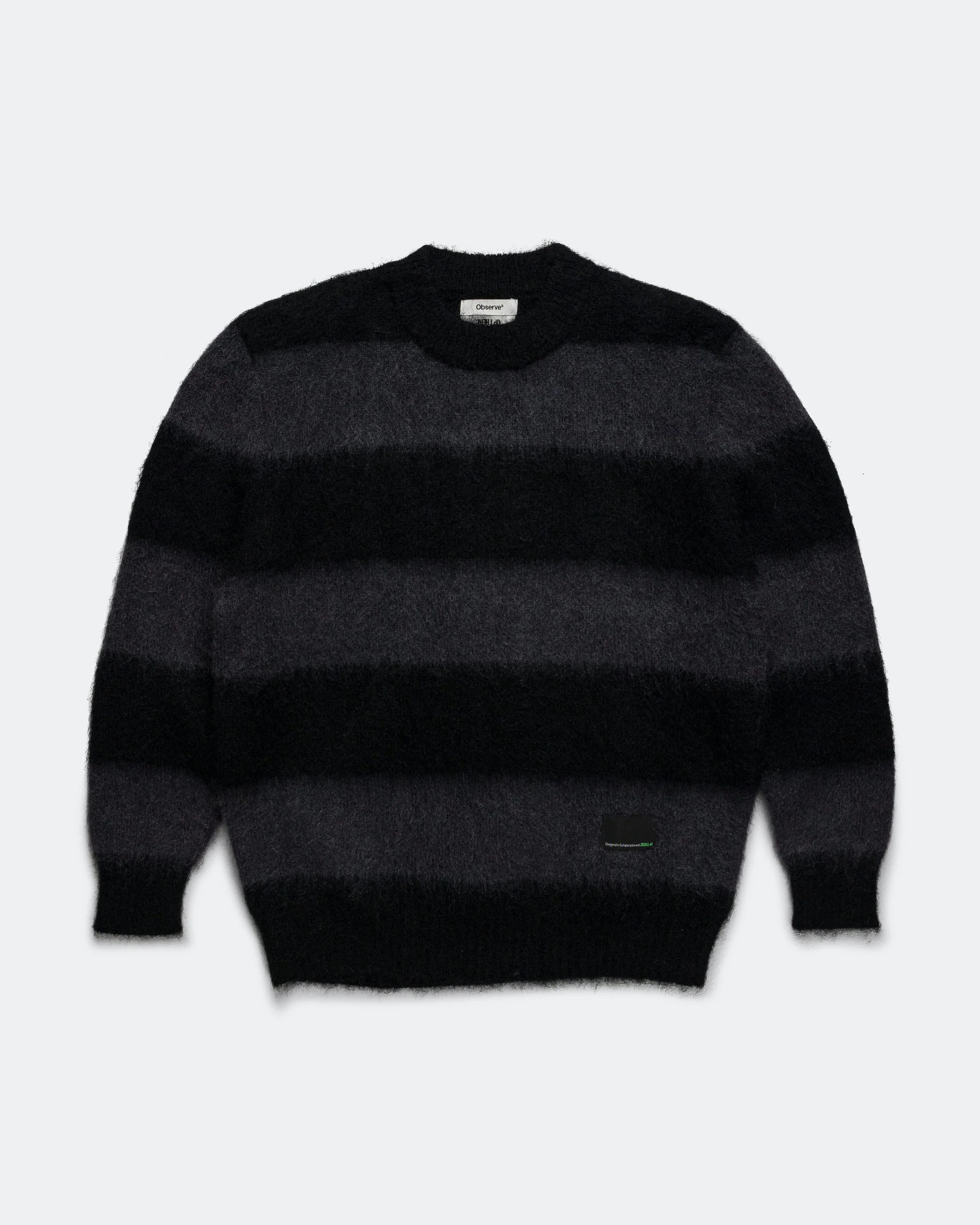 Wool Mohair Stripe Knit Sweater x UP THERE - Black/Charcoal