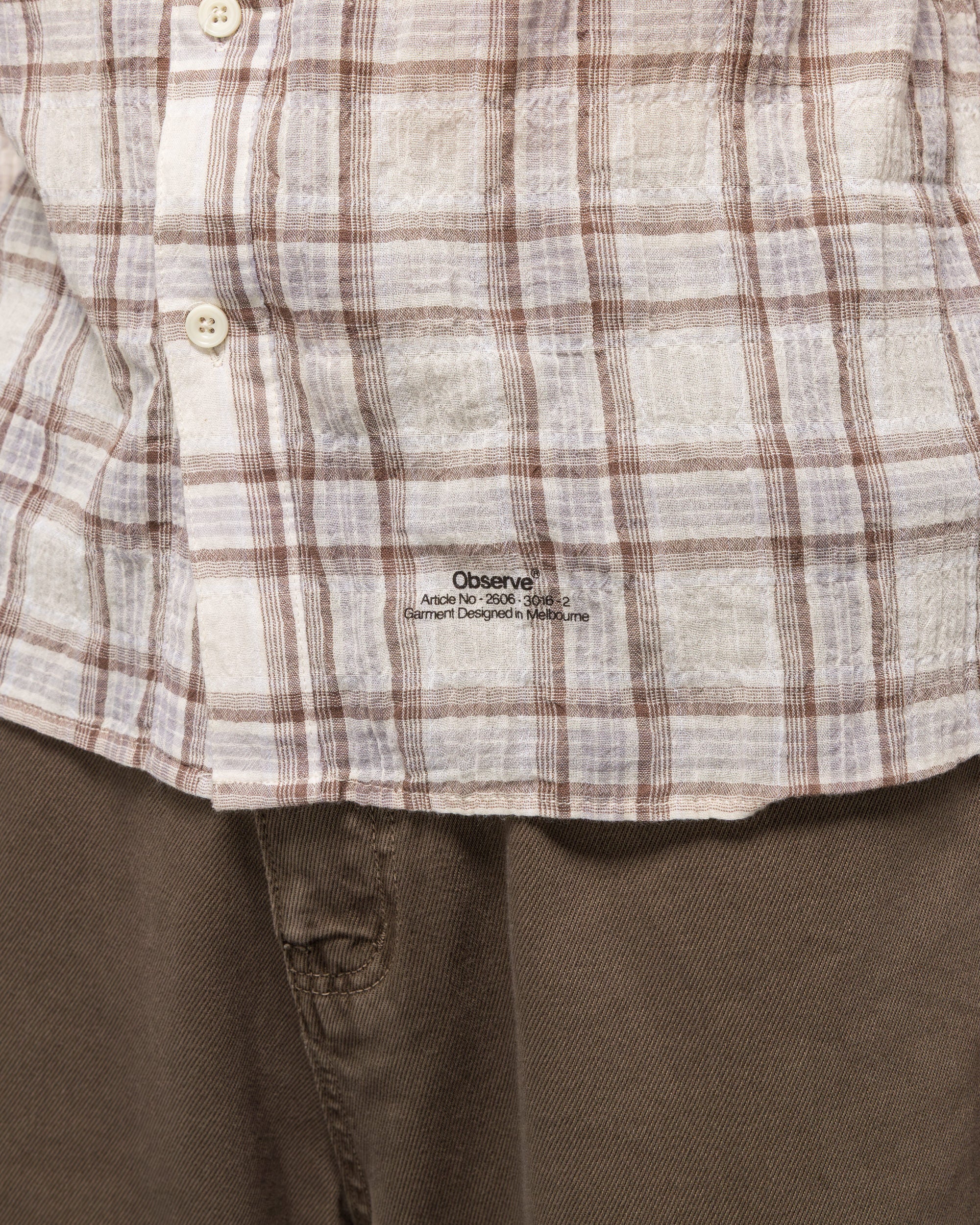 Seersucker Plaid Shirt - Brown/Blue - Image 5