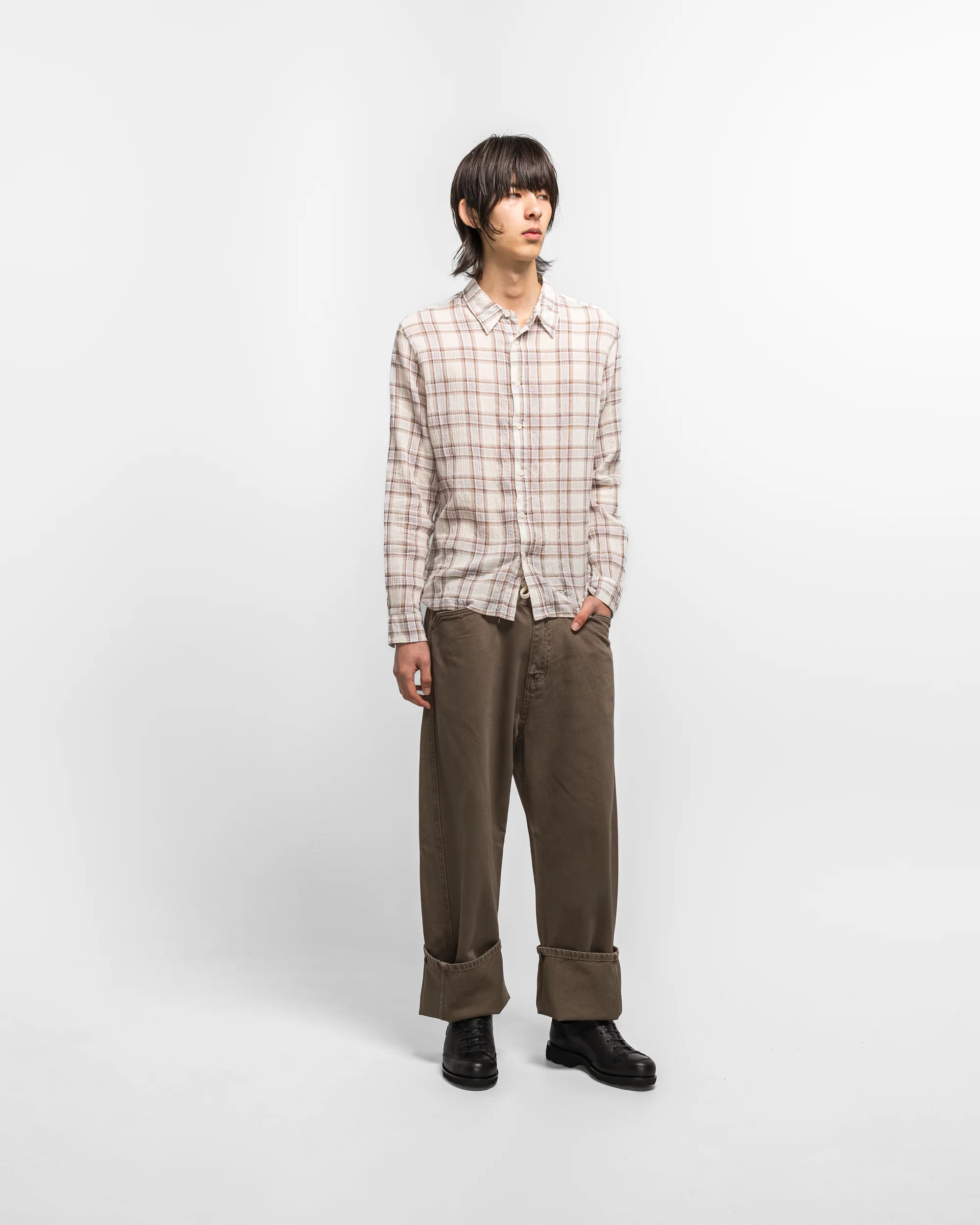 Seersucker Plaid Shirt - Brown/Blue - Image 6