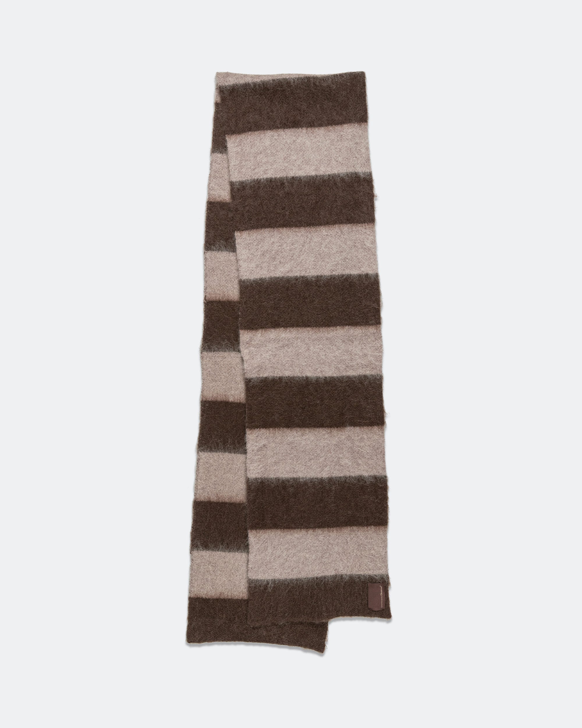 Wool Mohair Stripe Knit Scarf - Mocha - Image 3