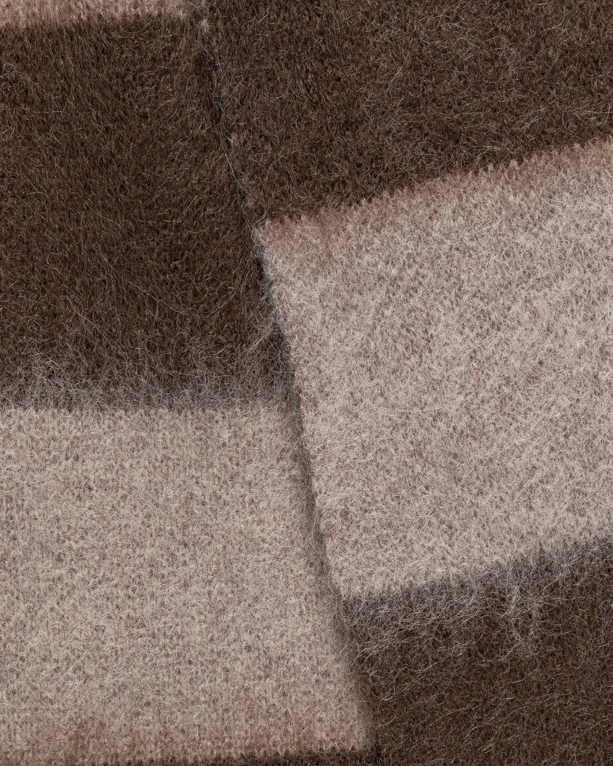 Wool Mohair Stripe Knit Scarf - Mocha - Image 4