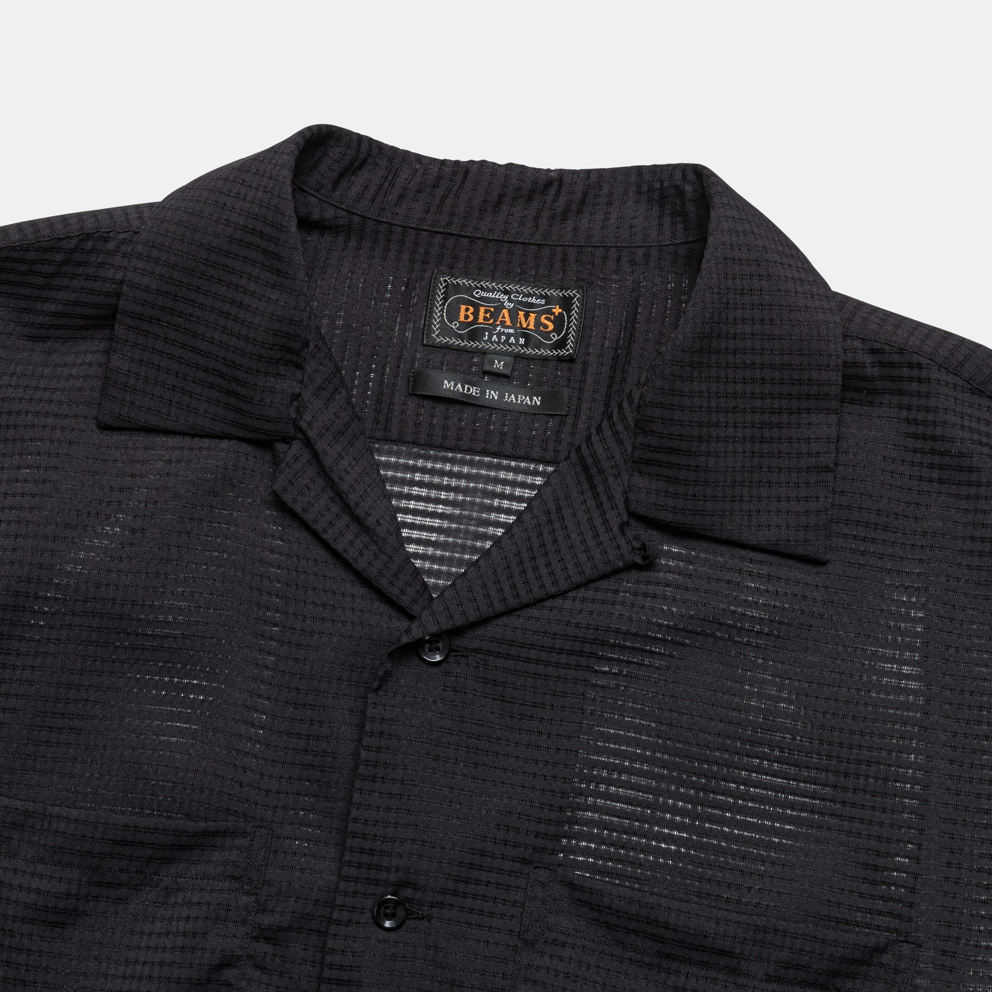 Open Collar Mesh SS Shirt - Black - Image 2