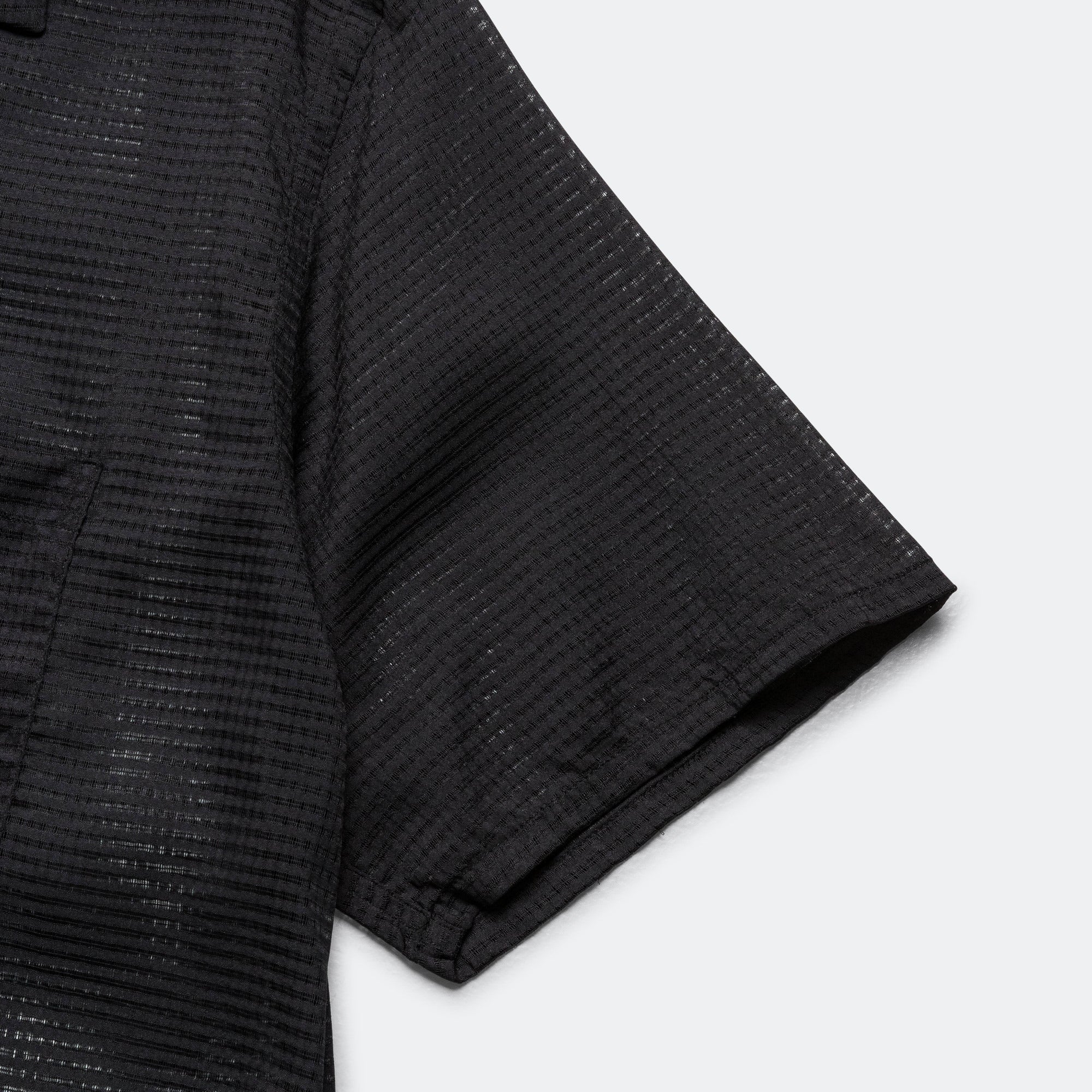 Open Collar Mesh SS Shirt - Black - Image 4