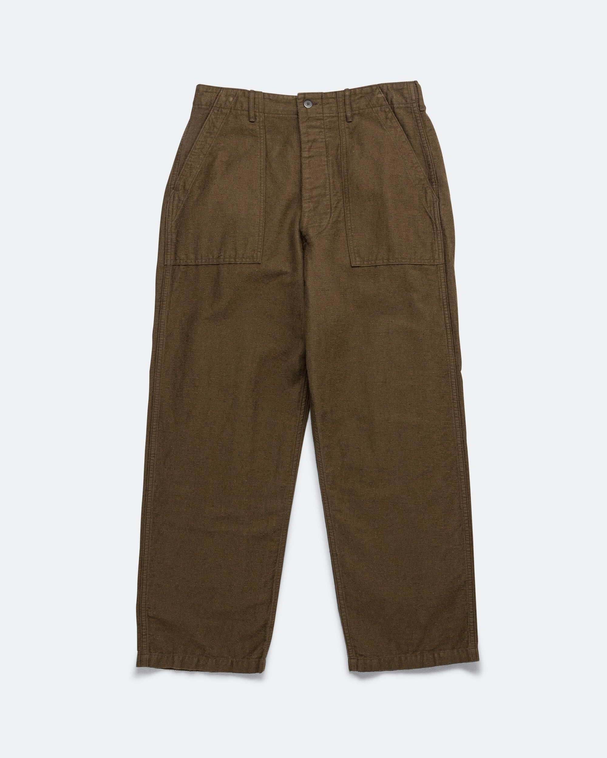 Cotton Linen Moleskin Fatigue Pants - Coffee Brown