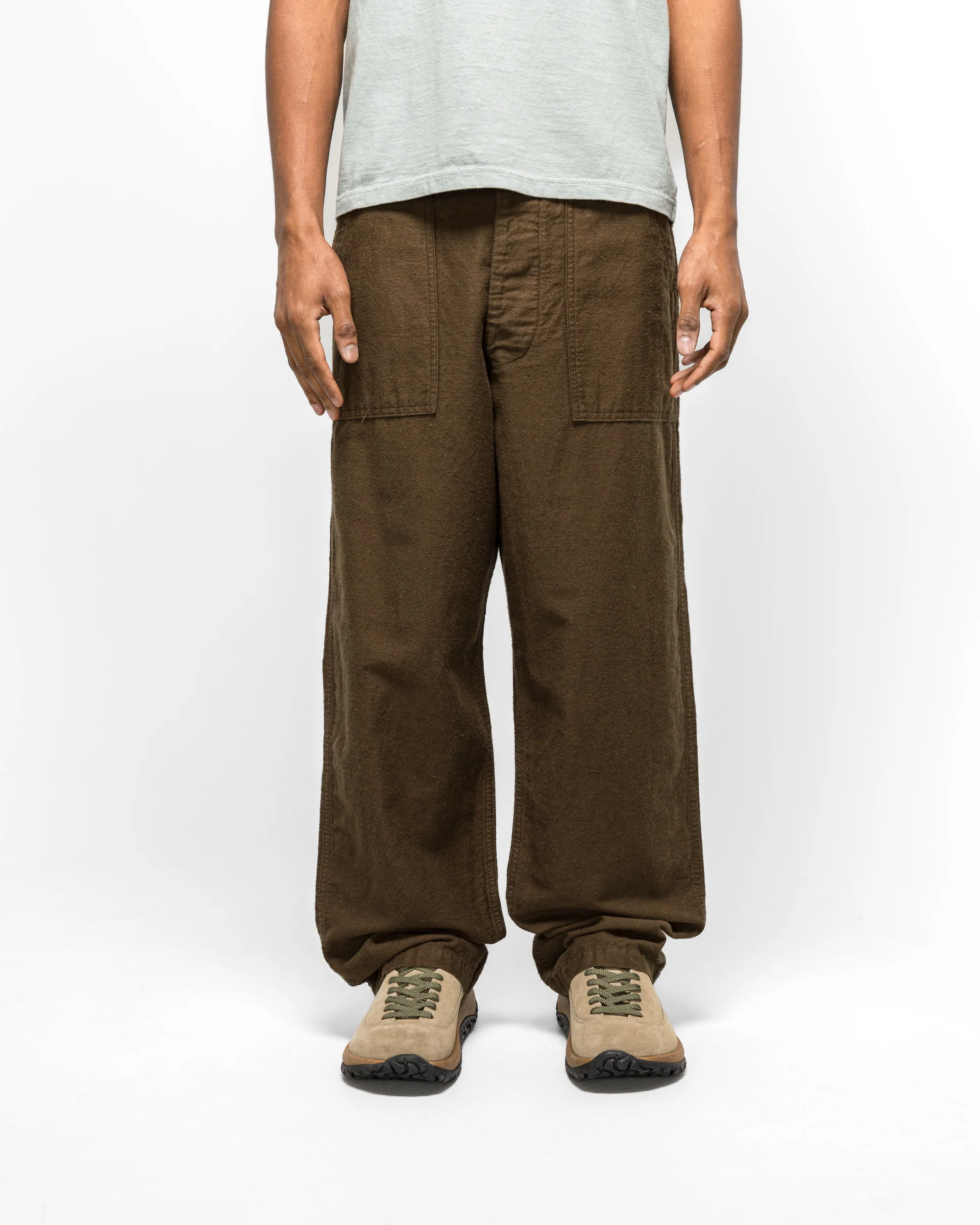 Cotton Linen Moleskin Fatigue Pants - Coffee Brown - Image 2