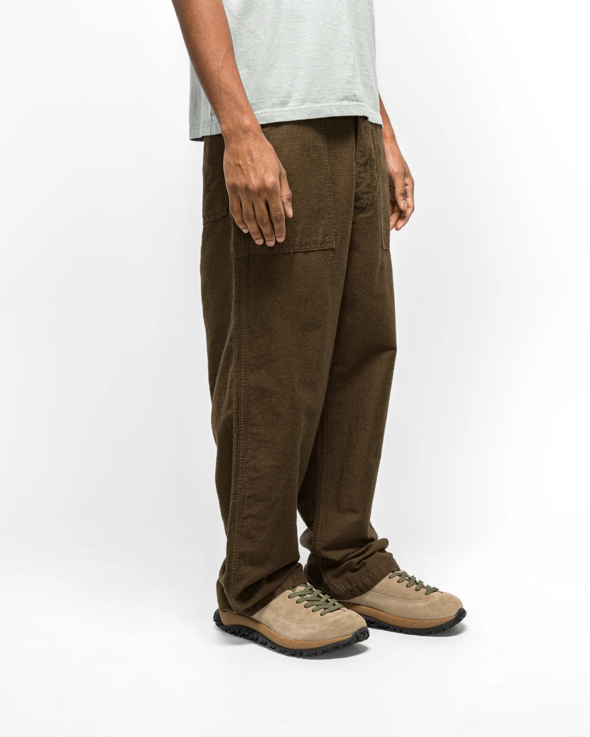 Cotton Linen Moleskin Fatigue Pants - Coffee Brown - Image 3