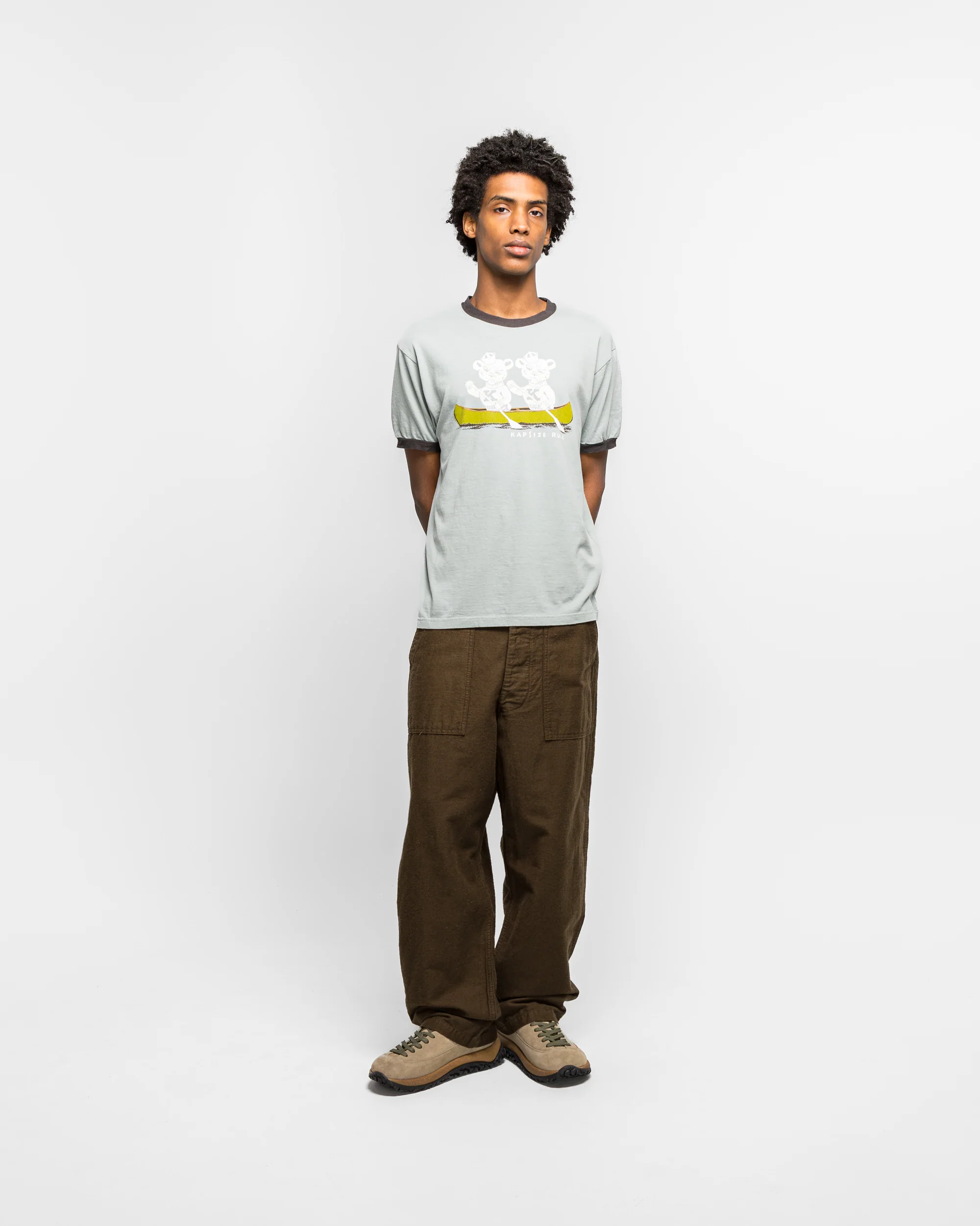 Cotton Linen Moleskin Fatigue Pants - Coffee Brown - Image 5