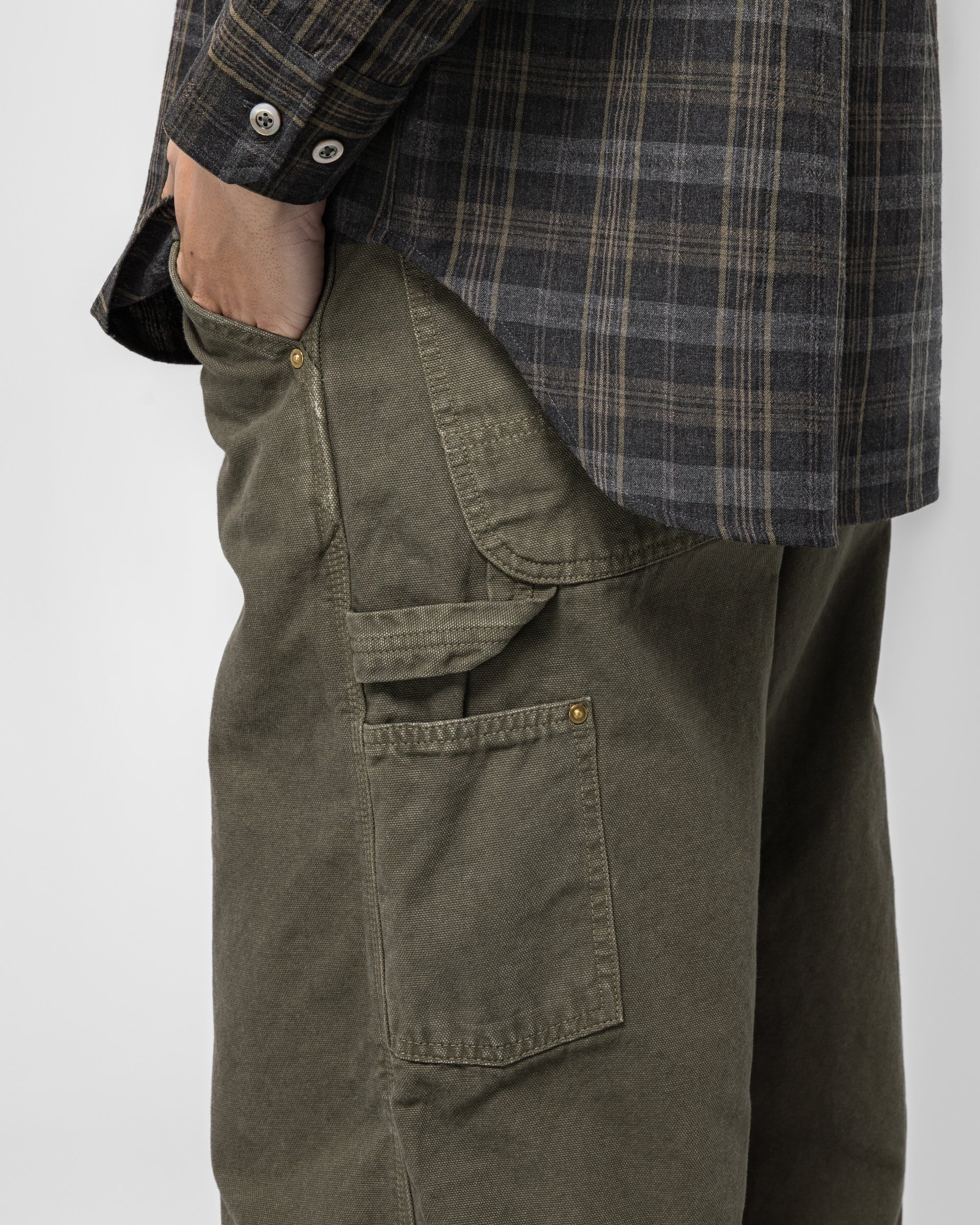 Dad's Fit Oxford Painter Pants - Army Green - Image 5