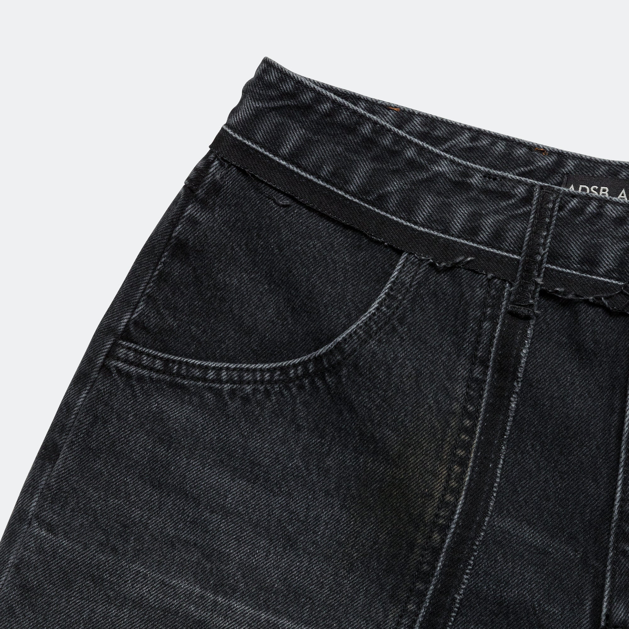 Patchwork Denim Shorts - Black - Image 3