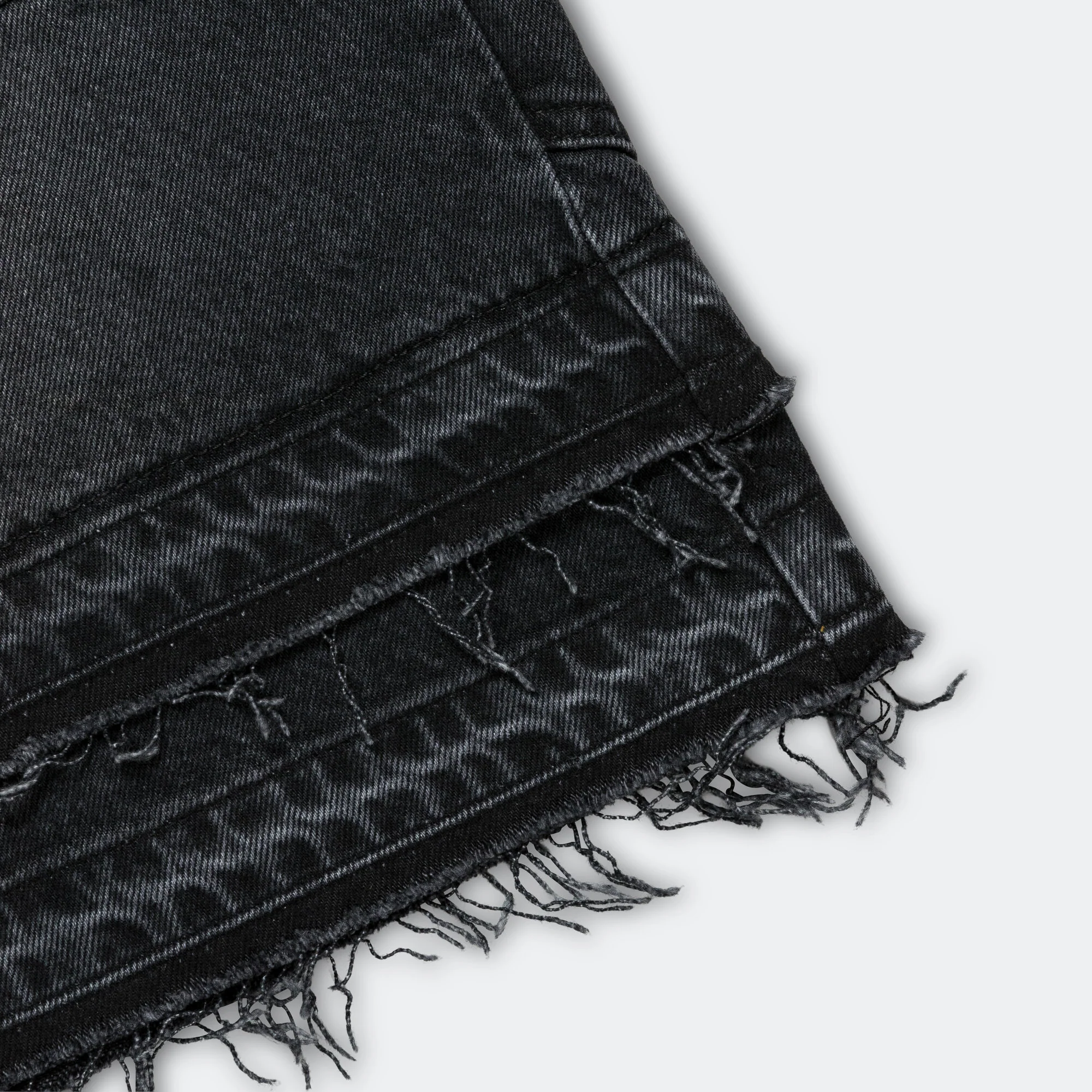 Patchwork Denim Shorts - Black - Image 6