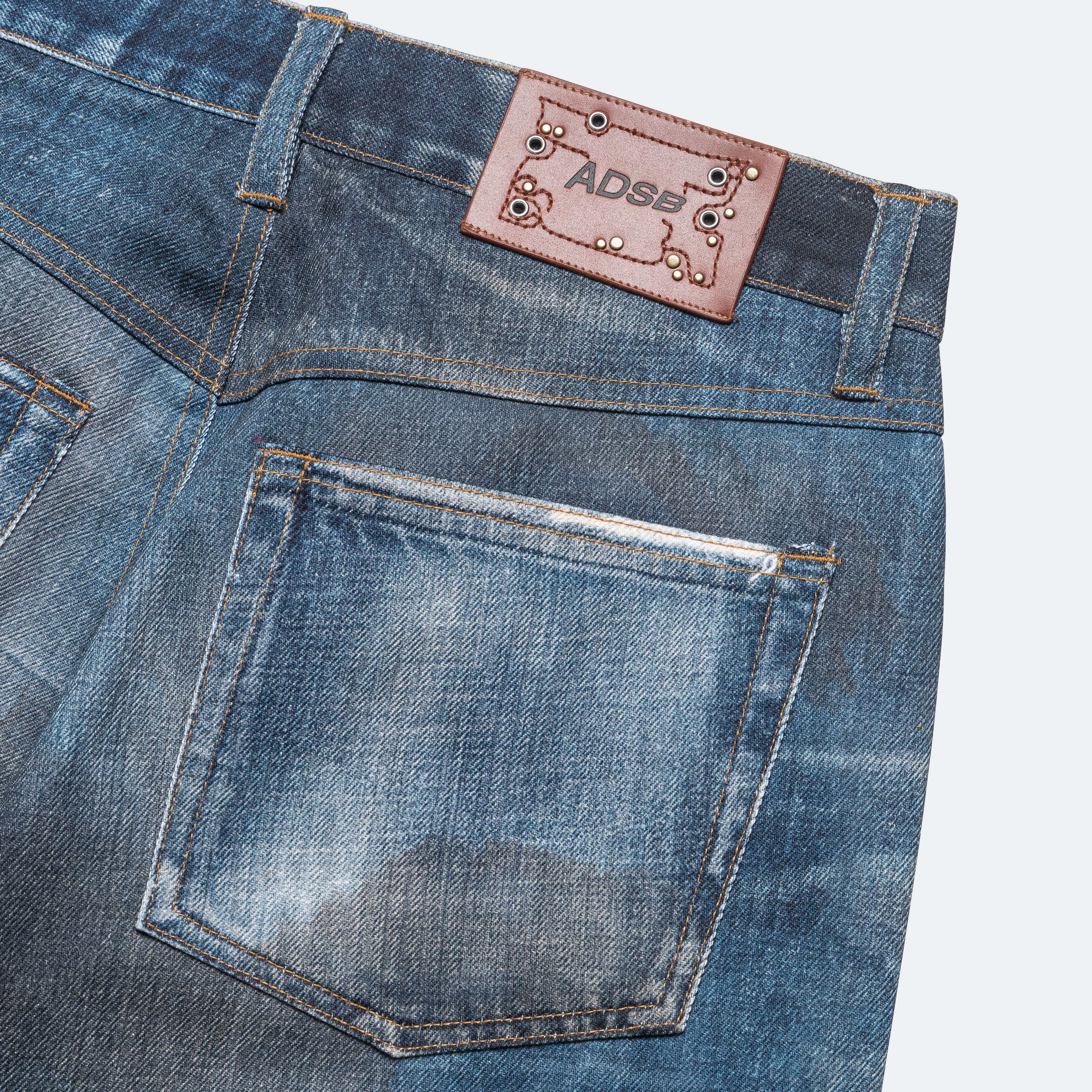Patchwork Printed Denim Jeans - Blue - Image 9
