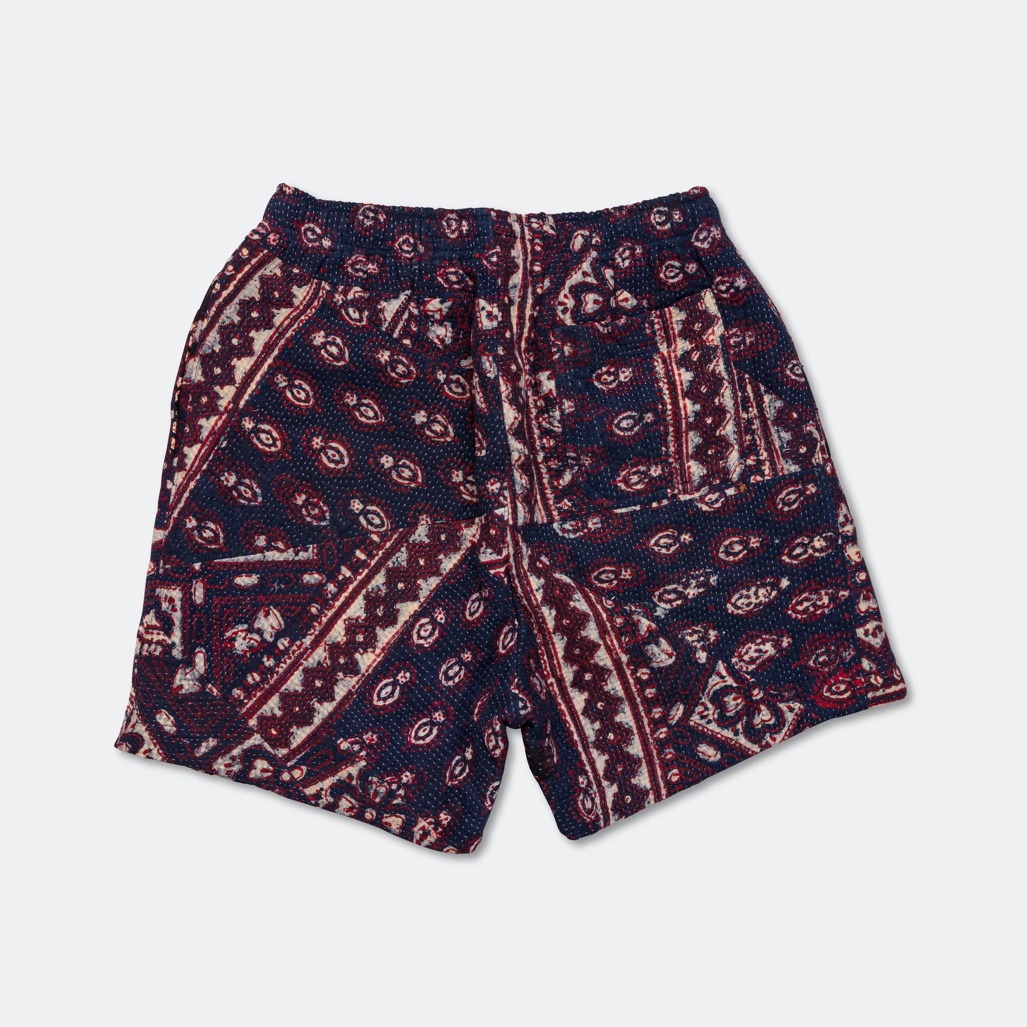Patchwork Shorts - Vintage Kantha Quilt Indigo/White - Image 2