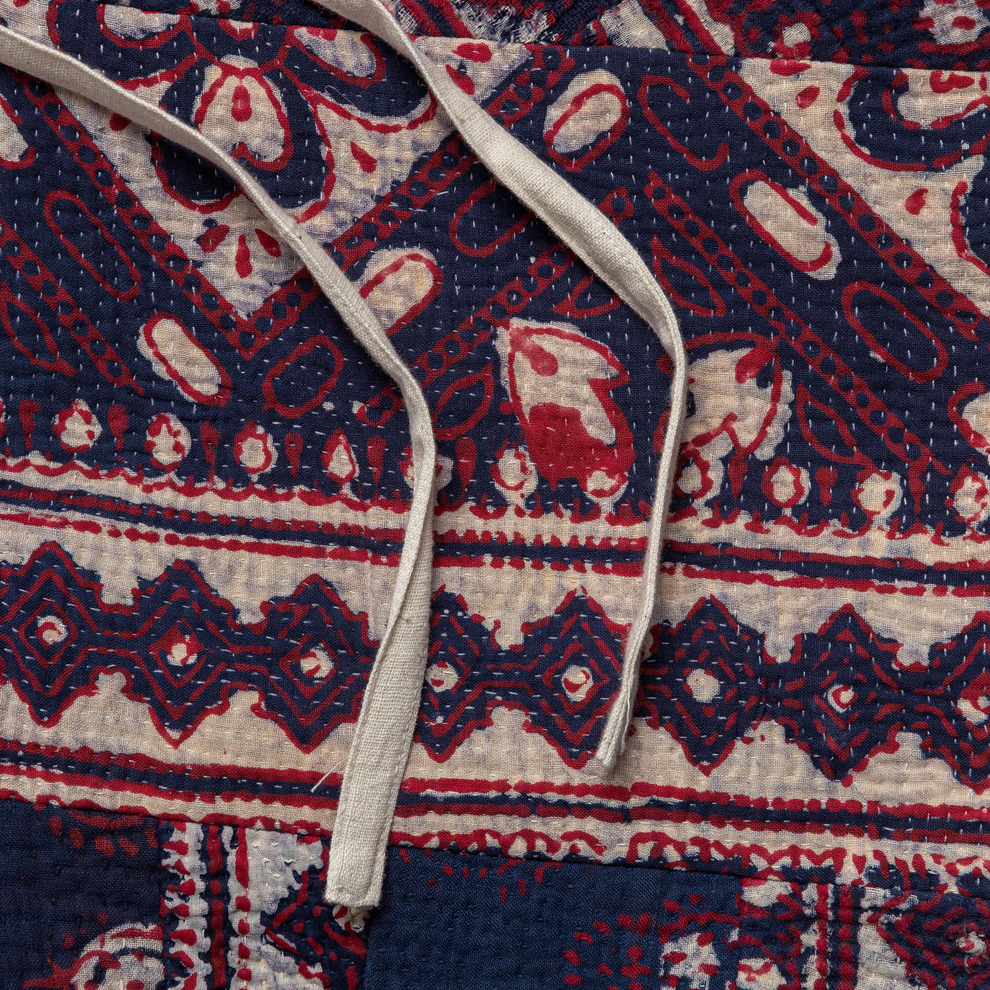 Patchwork Shorts - Vintage Kantha Quilt Indigo/White - Image 4