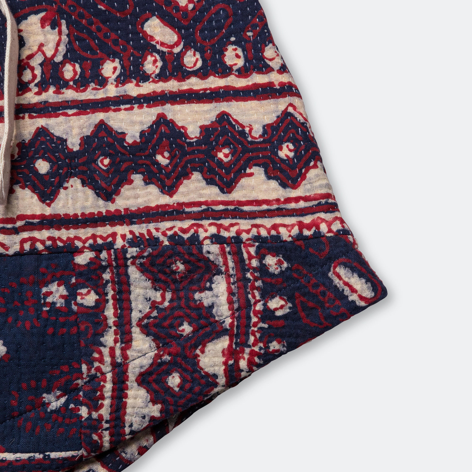 Patchwork Shorts - Vintage Kantha Quilt Indigo/White - Image 5