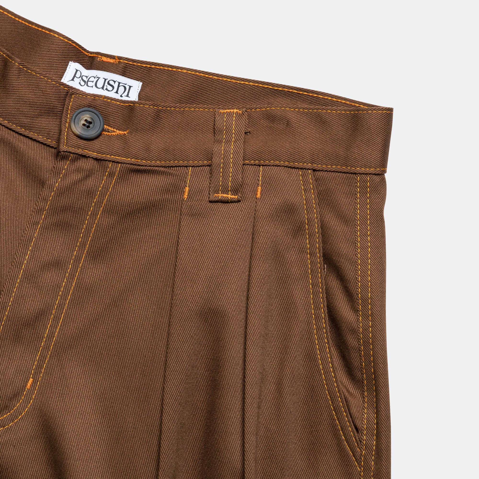 Pleated Oversized Shorts - Brown/Orange - Image 3