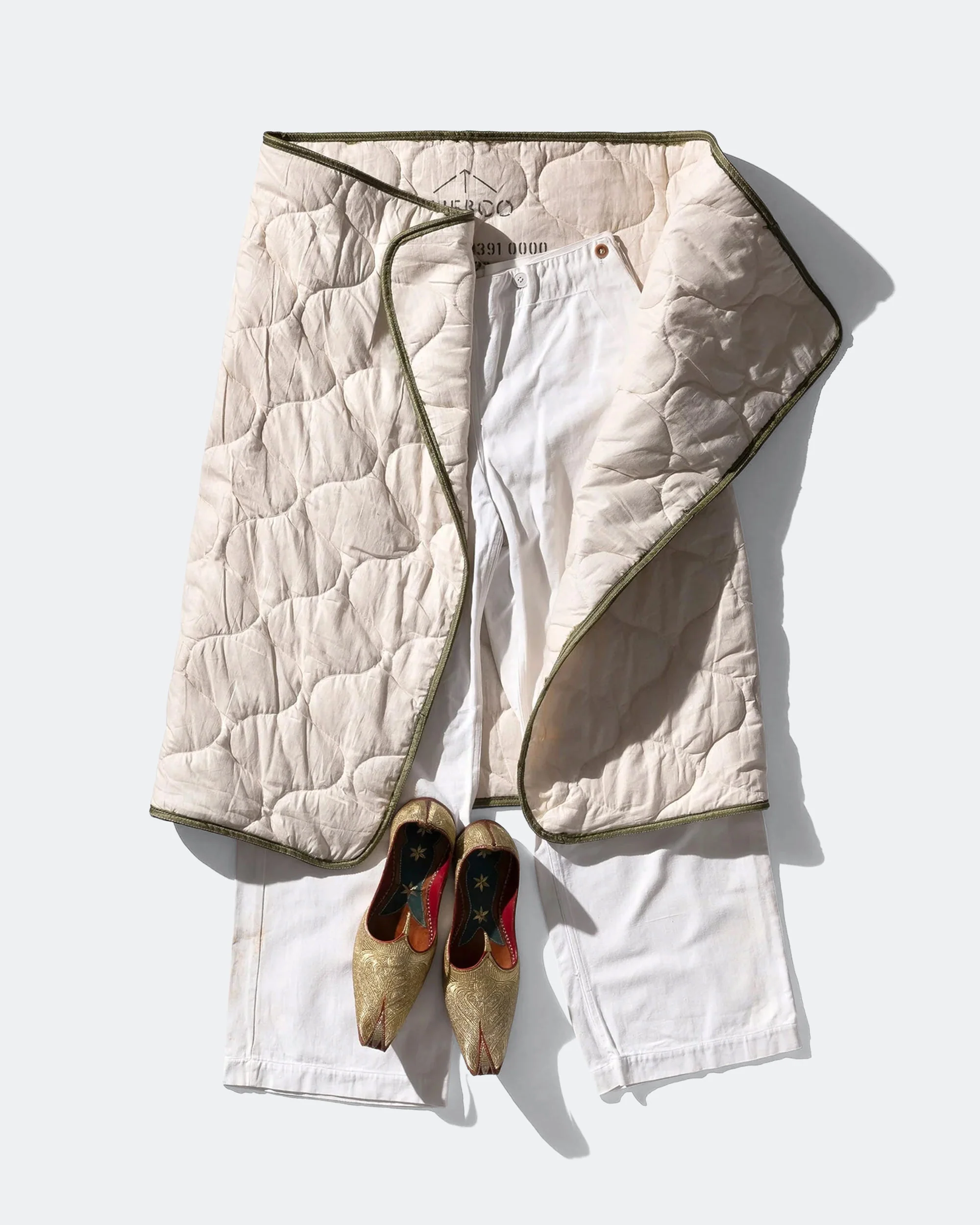 Vintage Parachute Line Quilted Blanket - Olive - Image 4