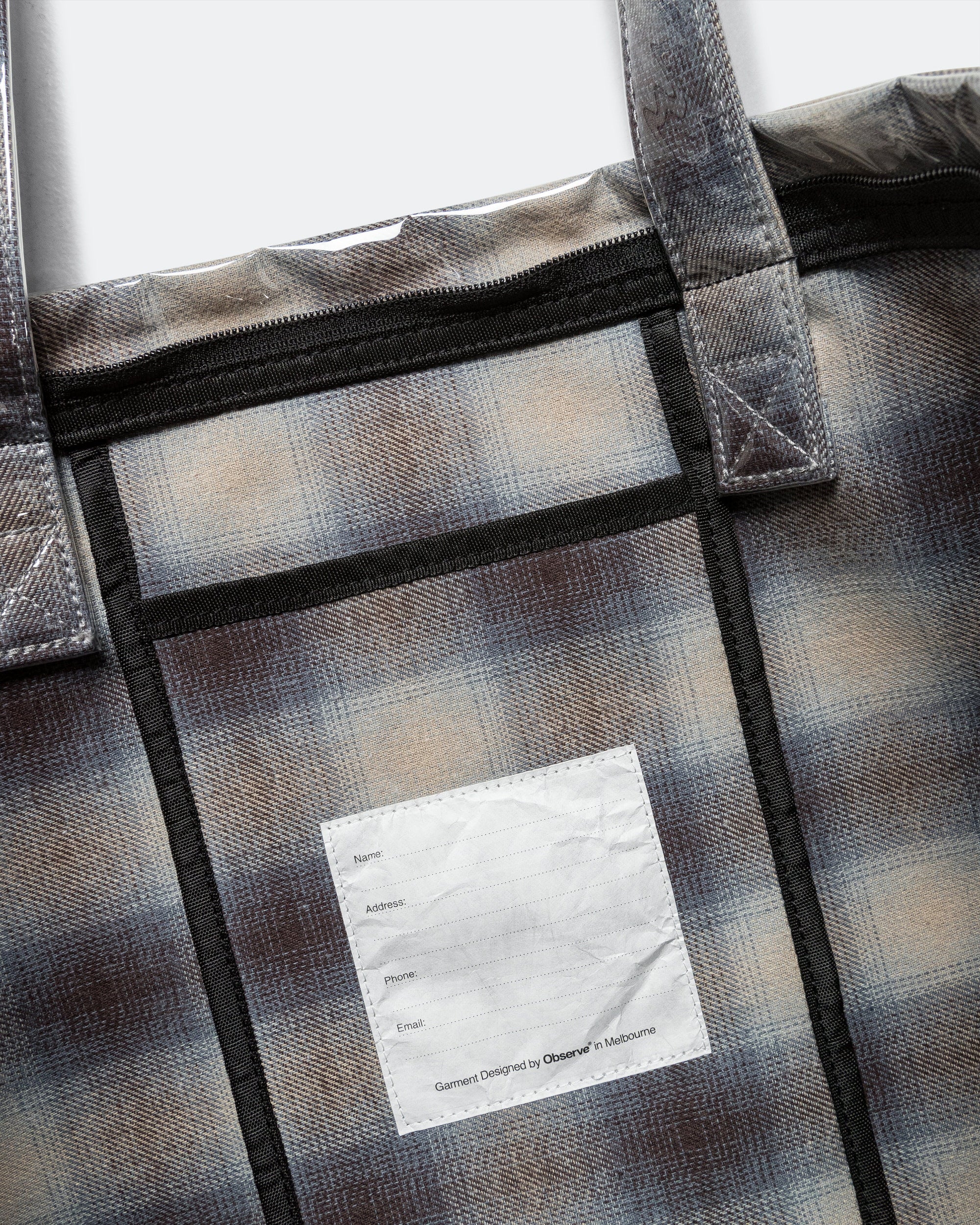PVC Plaid Cross-Body Tote - Beige Blue - Image 6