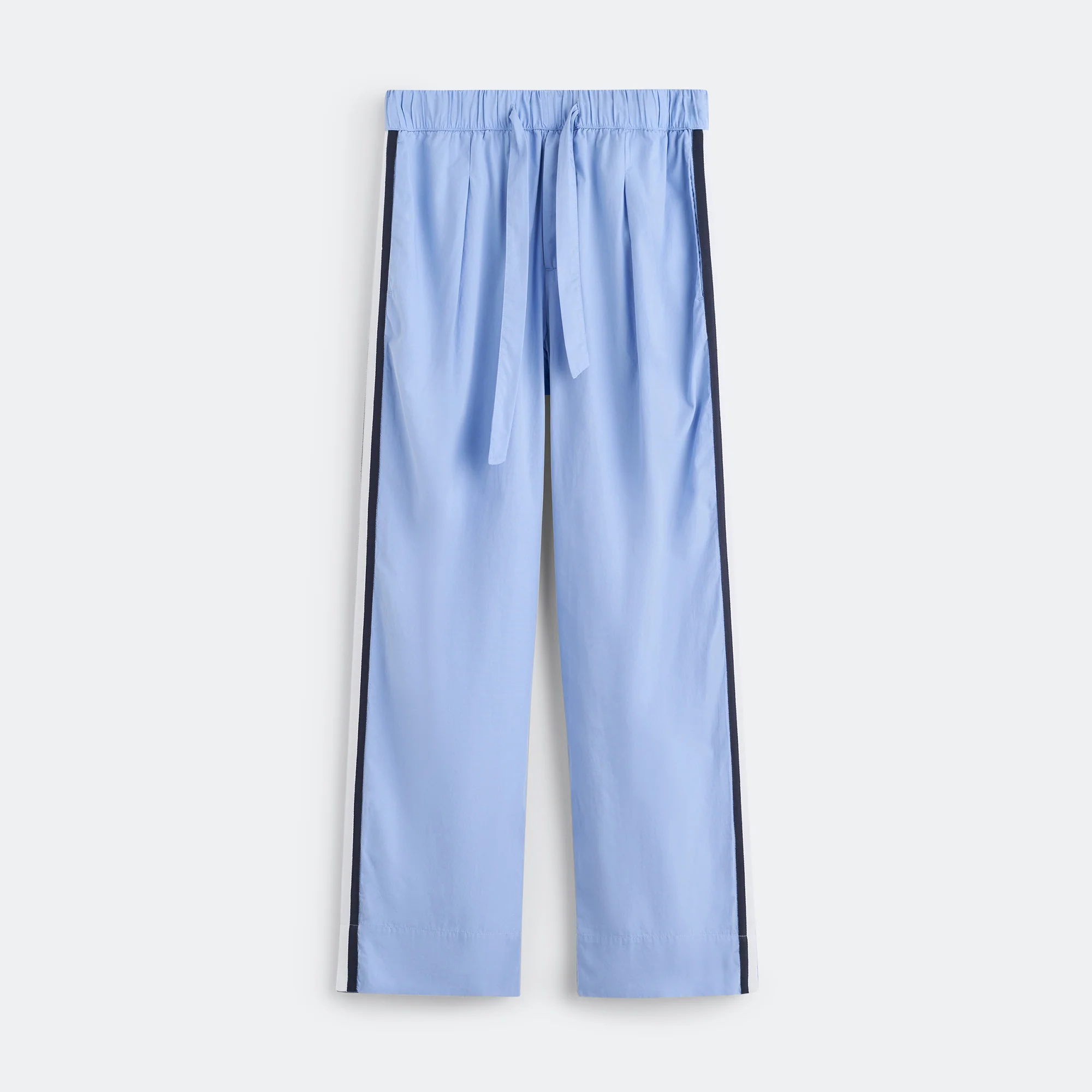 Pyjama Pants Grosgrain Side Stripe - Cornflower Blue Cotton Poplin