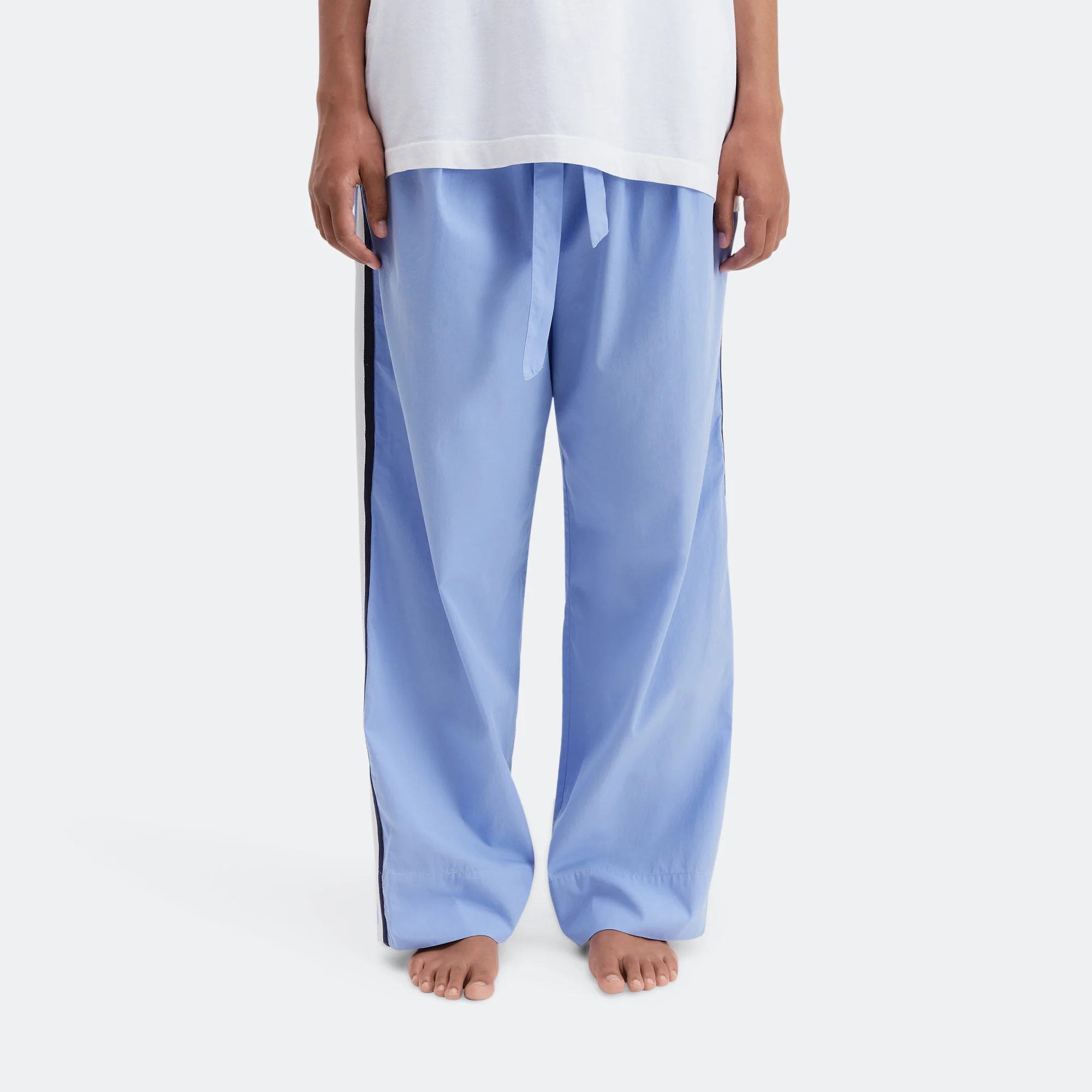 Pyjama Pants Grosgrain Side Stripe - Cornflower Blue Cotton Poplin - Image 10