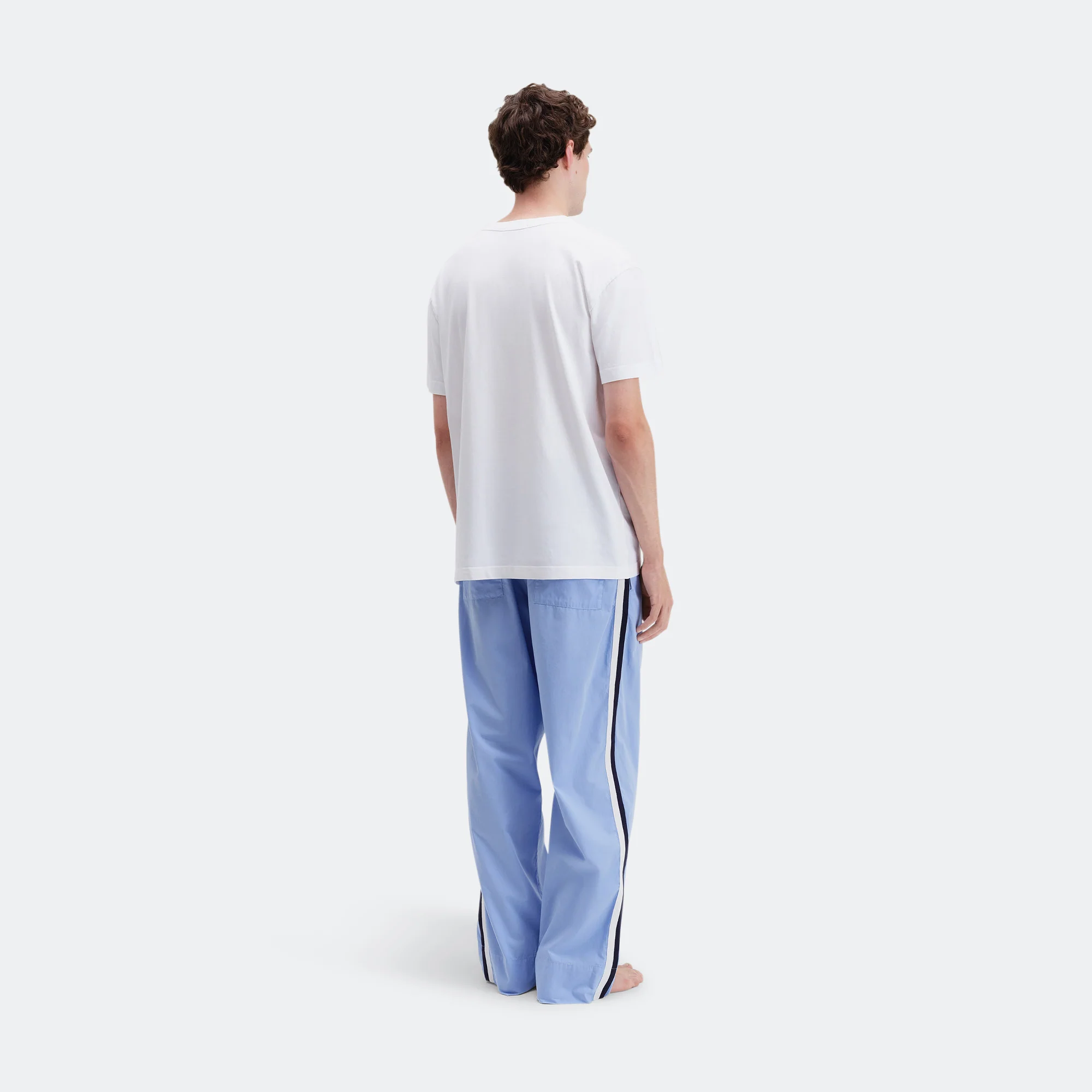 Pyjama Pants Grosgrain Side Stripe - Cornflower Blue Cotton Poplin - Image 4