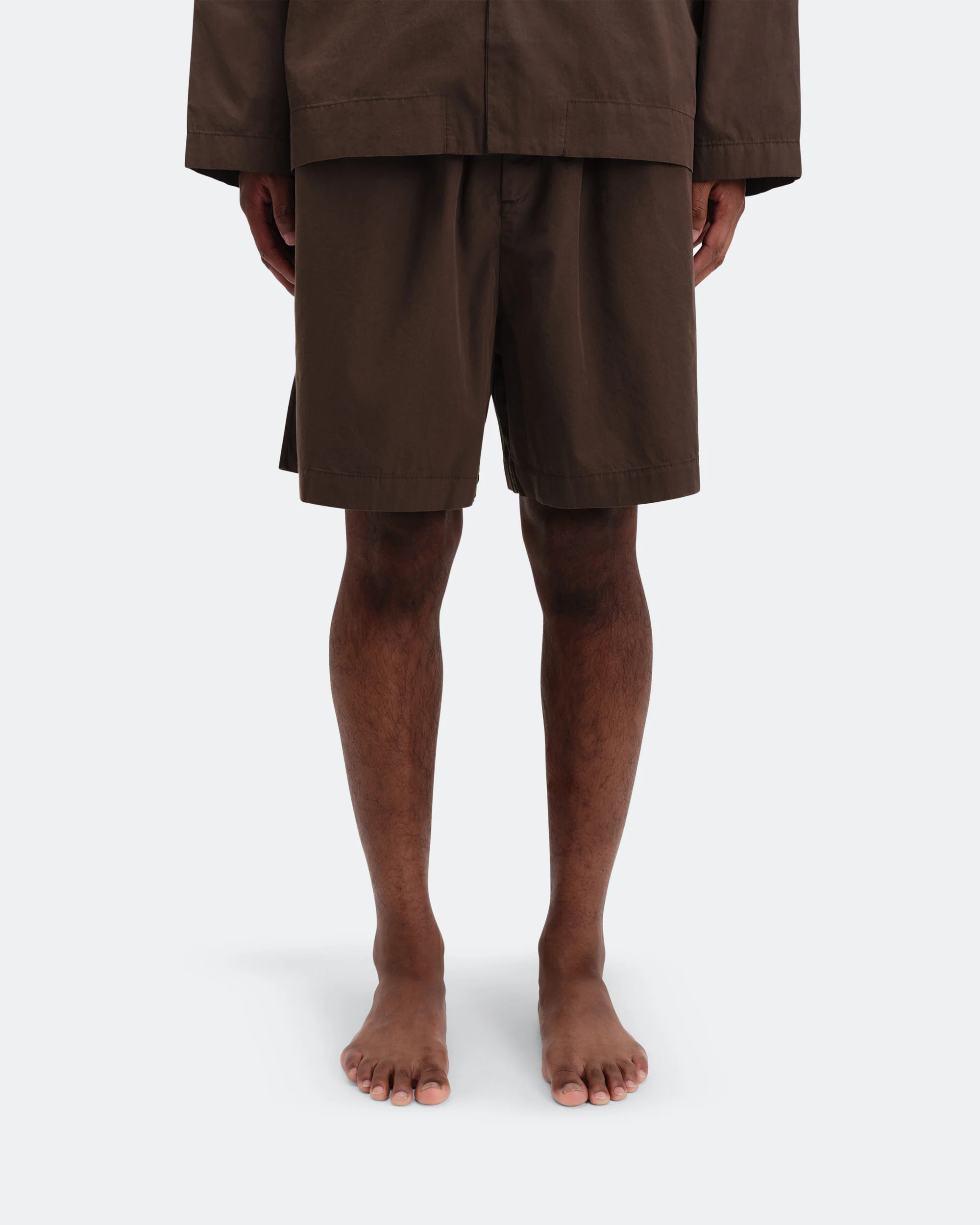 Pyjama Shorts - Coffee Cotton Poplin - Image 2