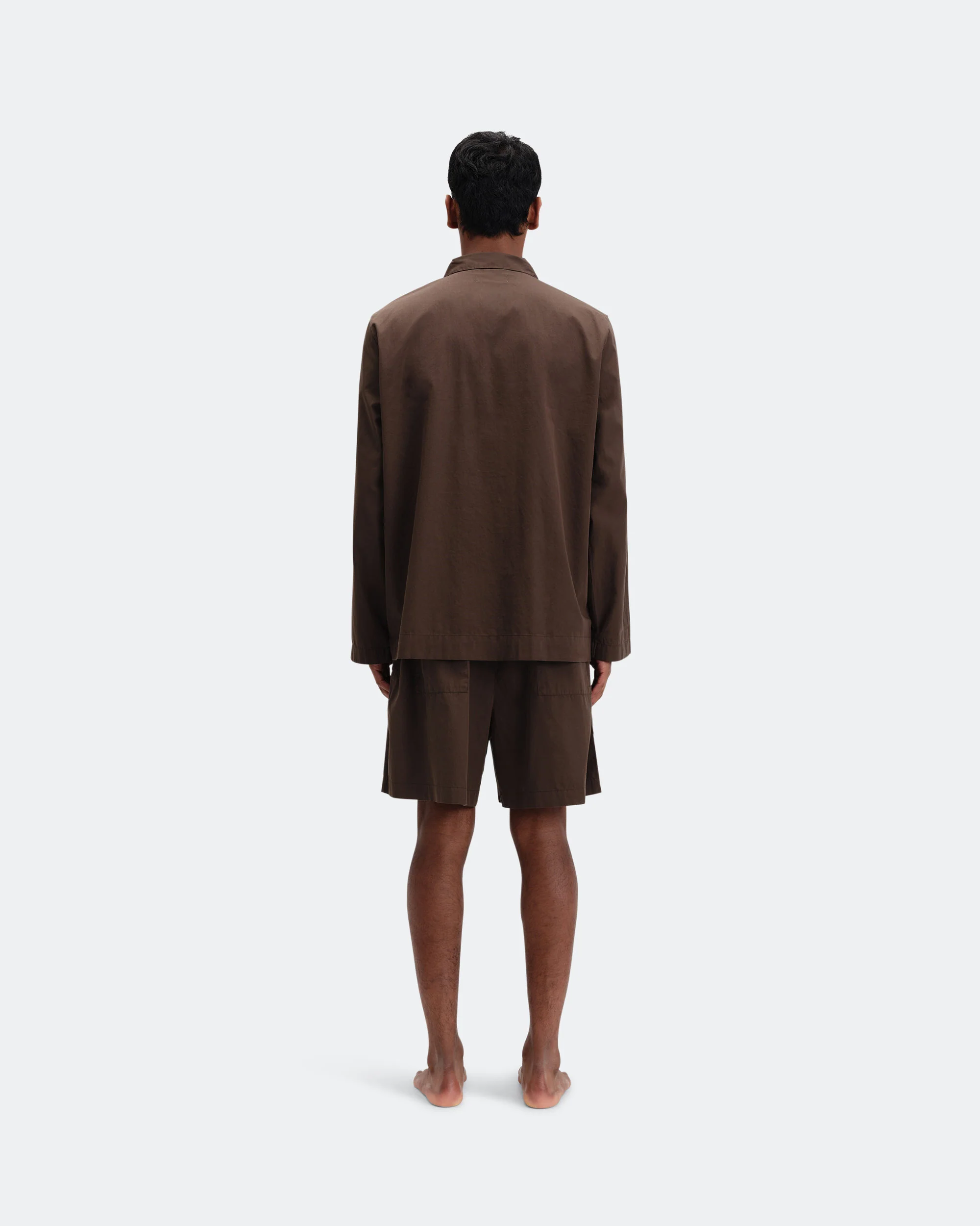 Pyjama Shorts - Coffee Cotton Poplin - Image 4