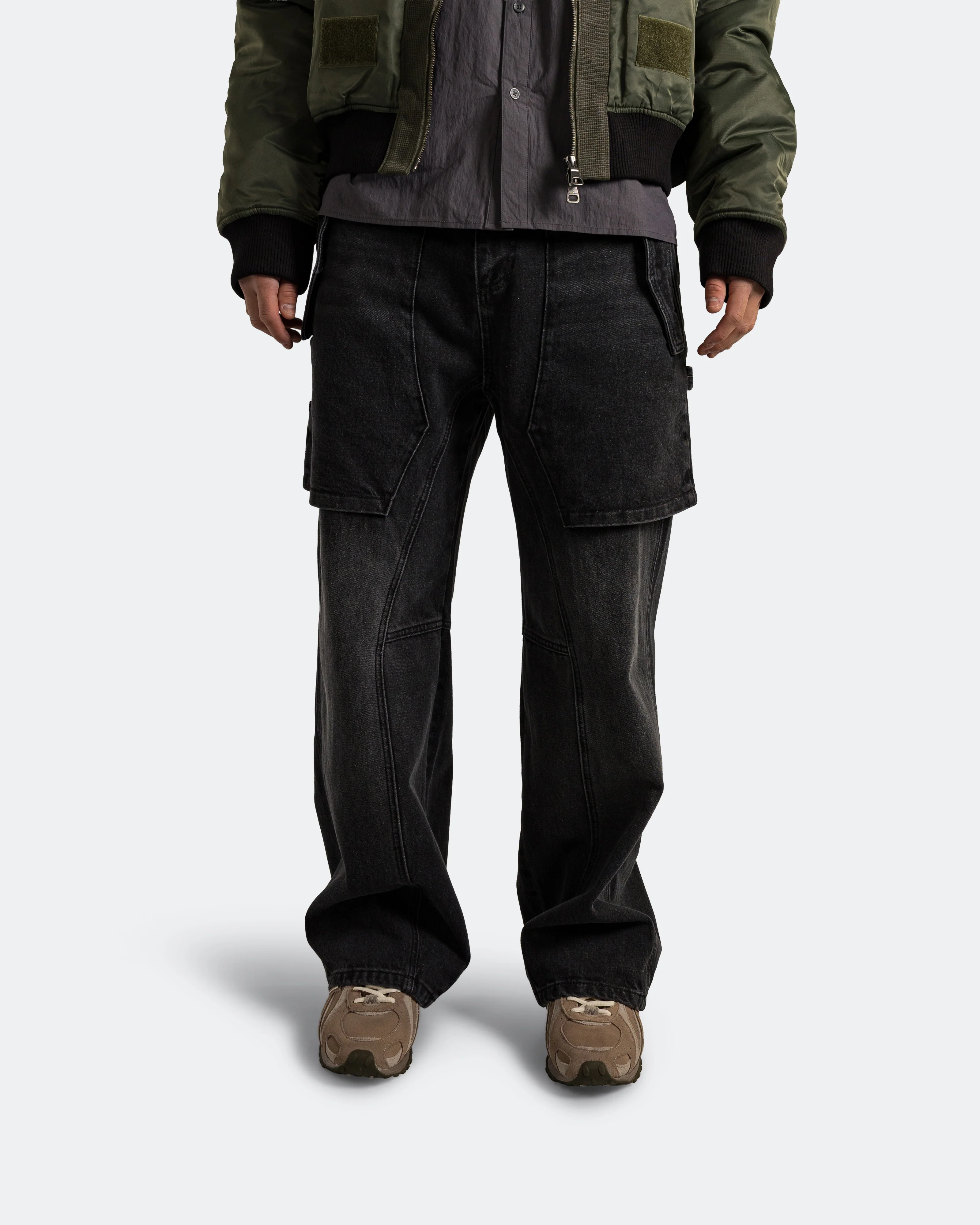 Raptor Layered Wide-Leg Jeans - Washed Black - Image 2