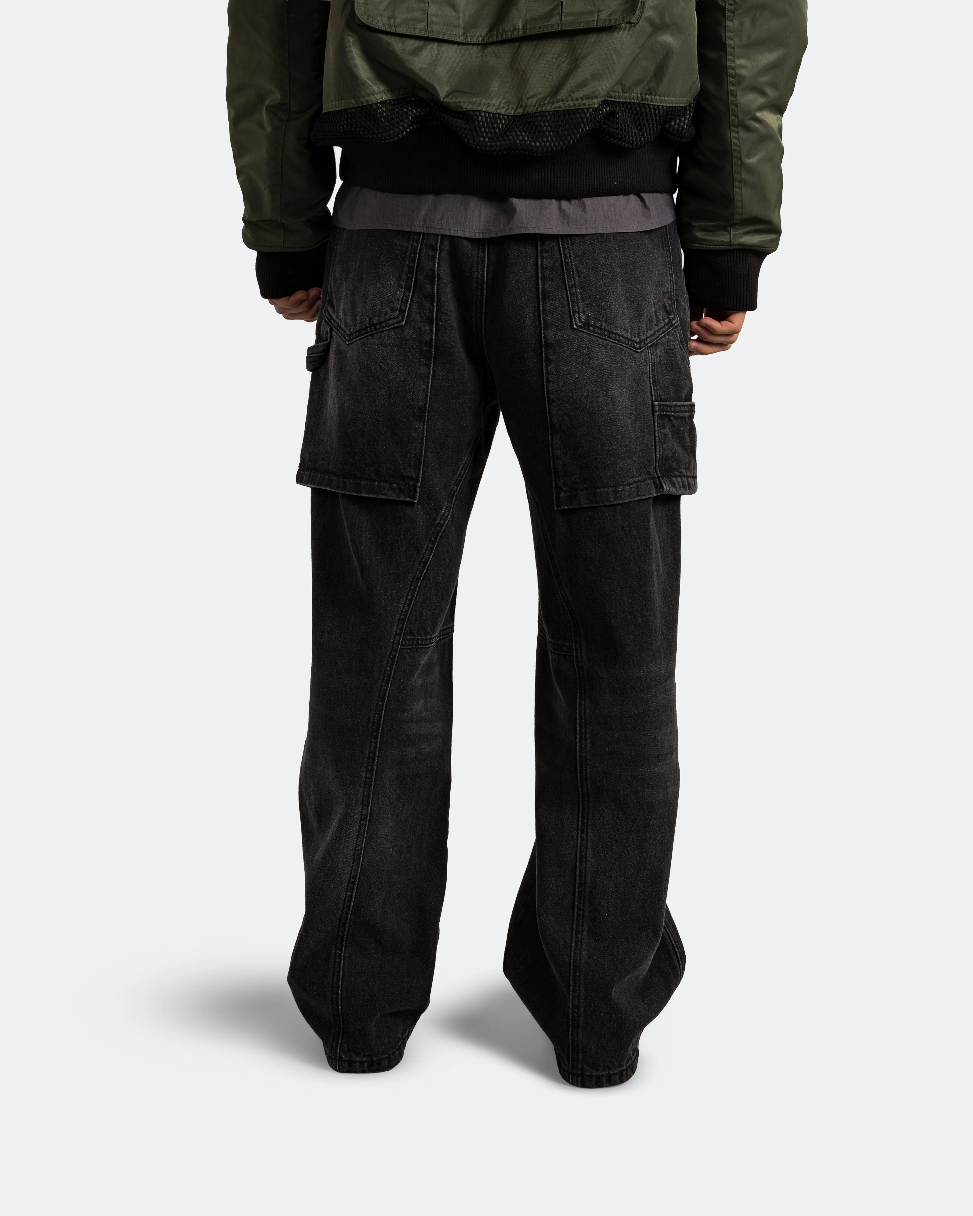 Raptor Layered Wide-Leg Jeans - Washed Black - Image 3