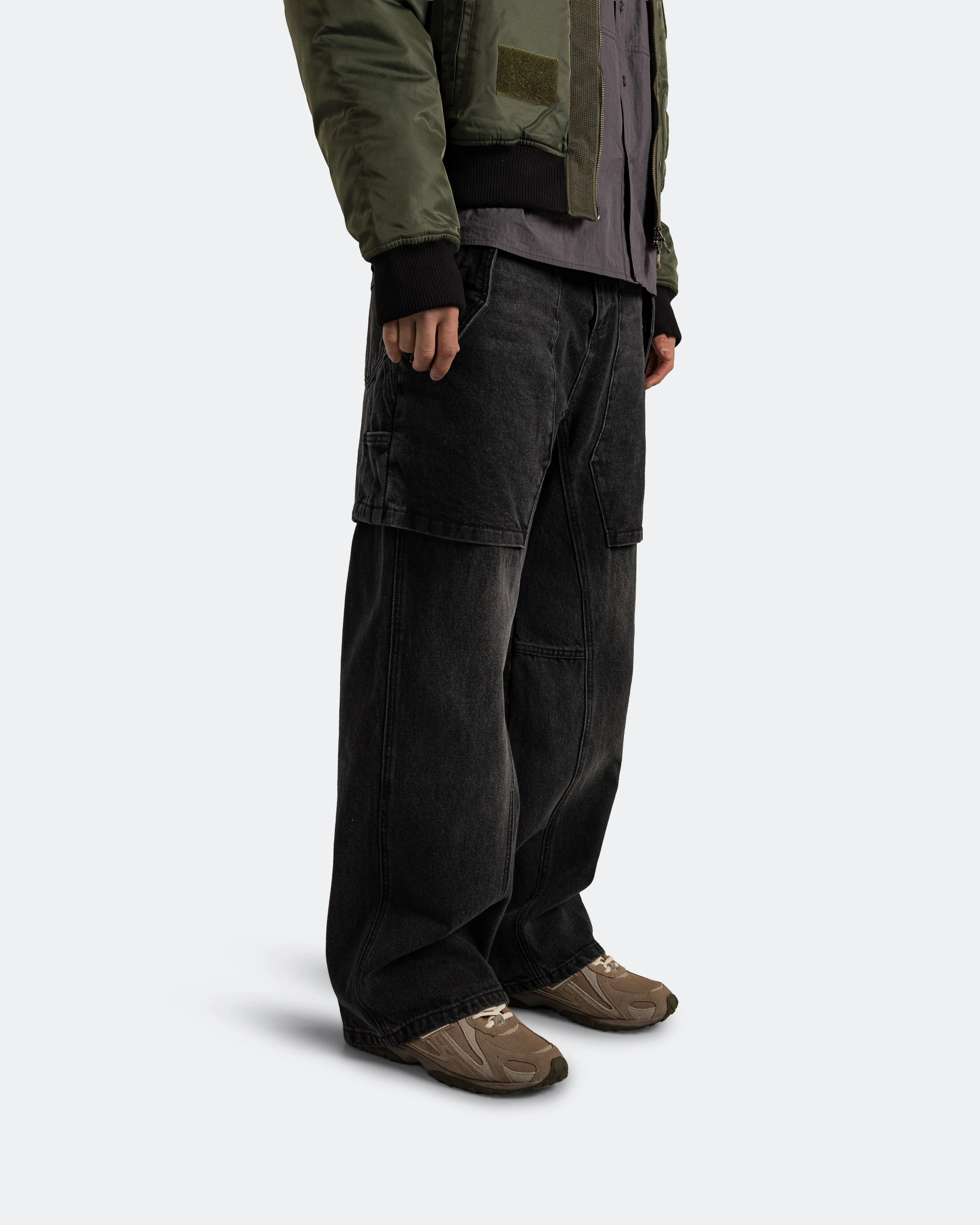 Raptor Layered Wide-Leg Jeans - Washed Black - Image 4