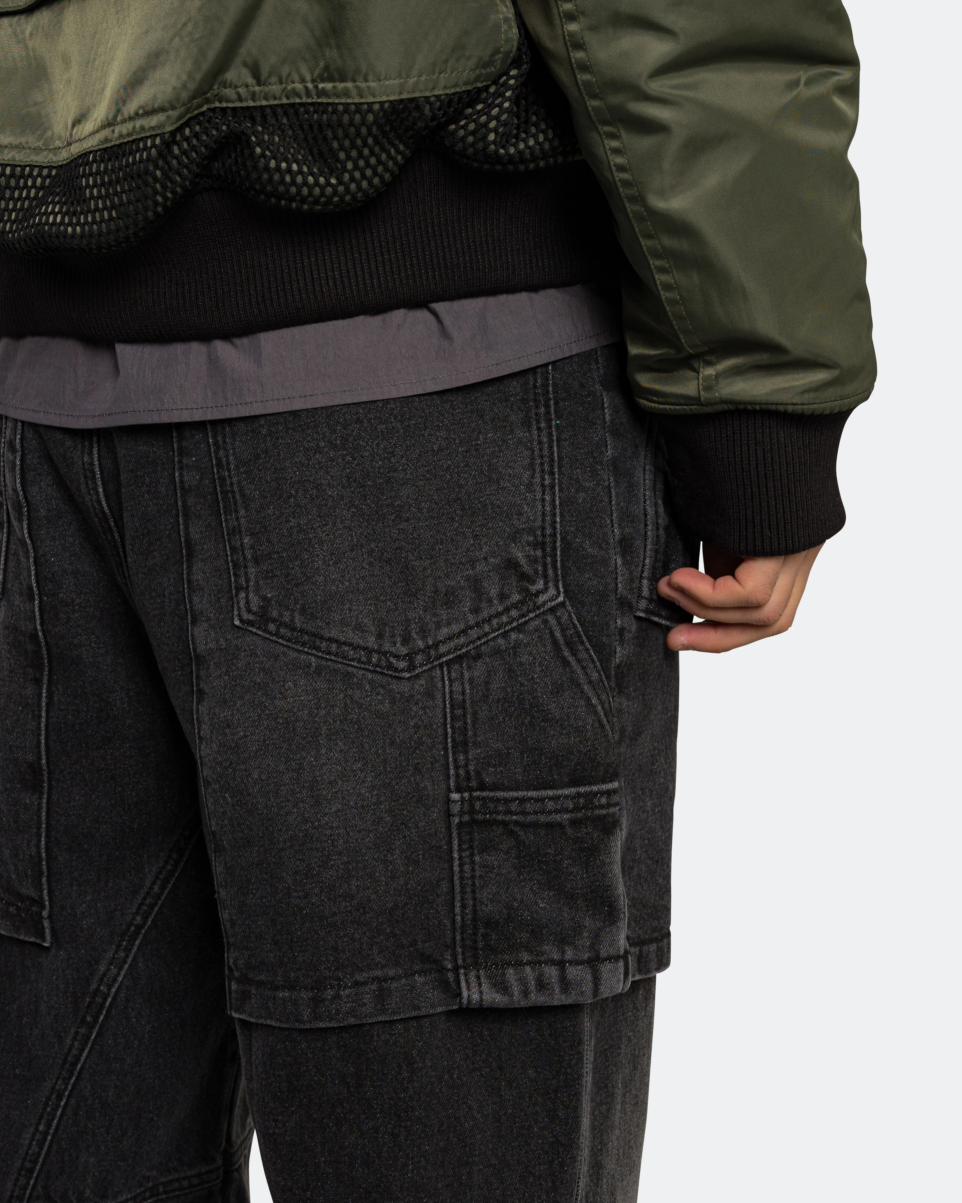Raptor Layered Wide-Leg Jeans - Washed Black - Image 5