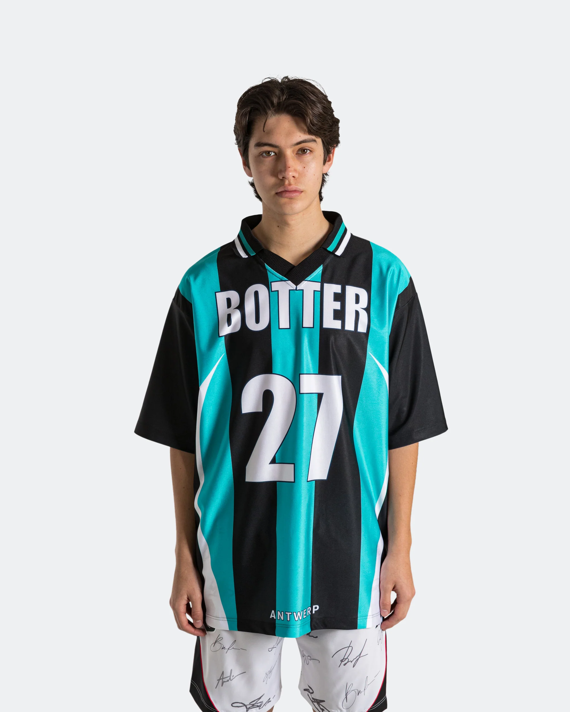 Reverse Soccer Tee x Botter - Striped Navy/Aqua - Image 2
