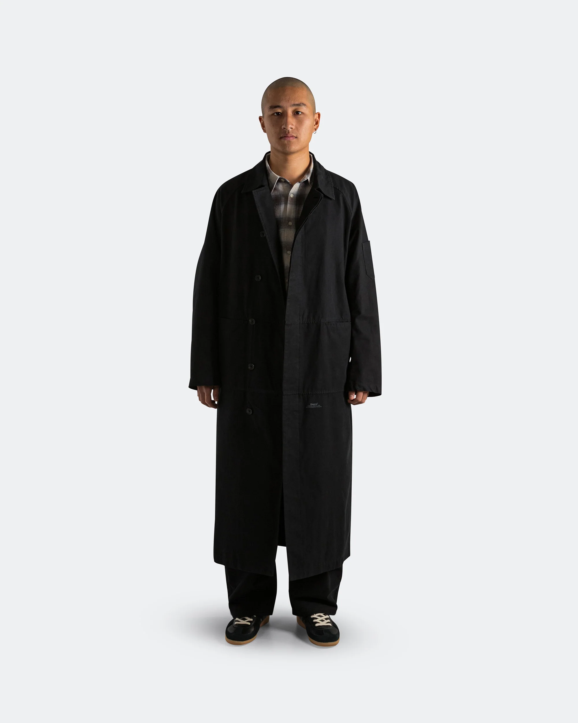 Reverse Twill Panel Trench - Black - Image 2