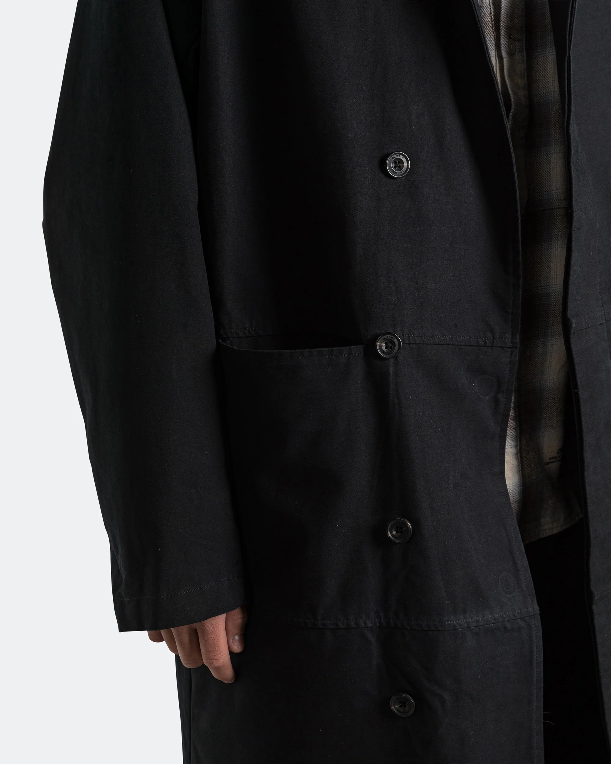 Reverse Twill Panel Trench - Black - Image 5