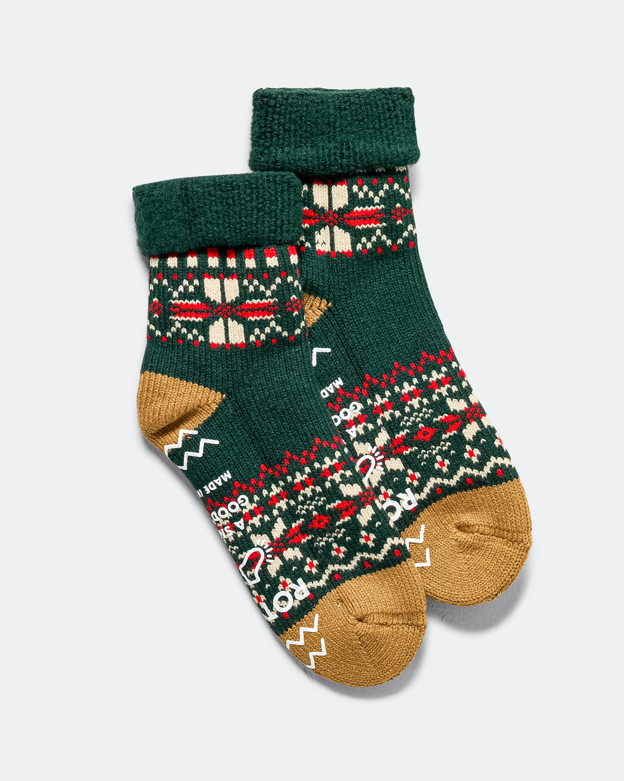 Comfy Room Socks Snow Flake - Forest Green - Image 2