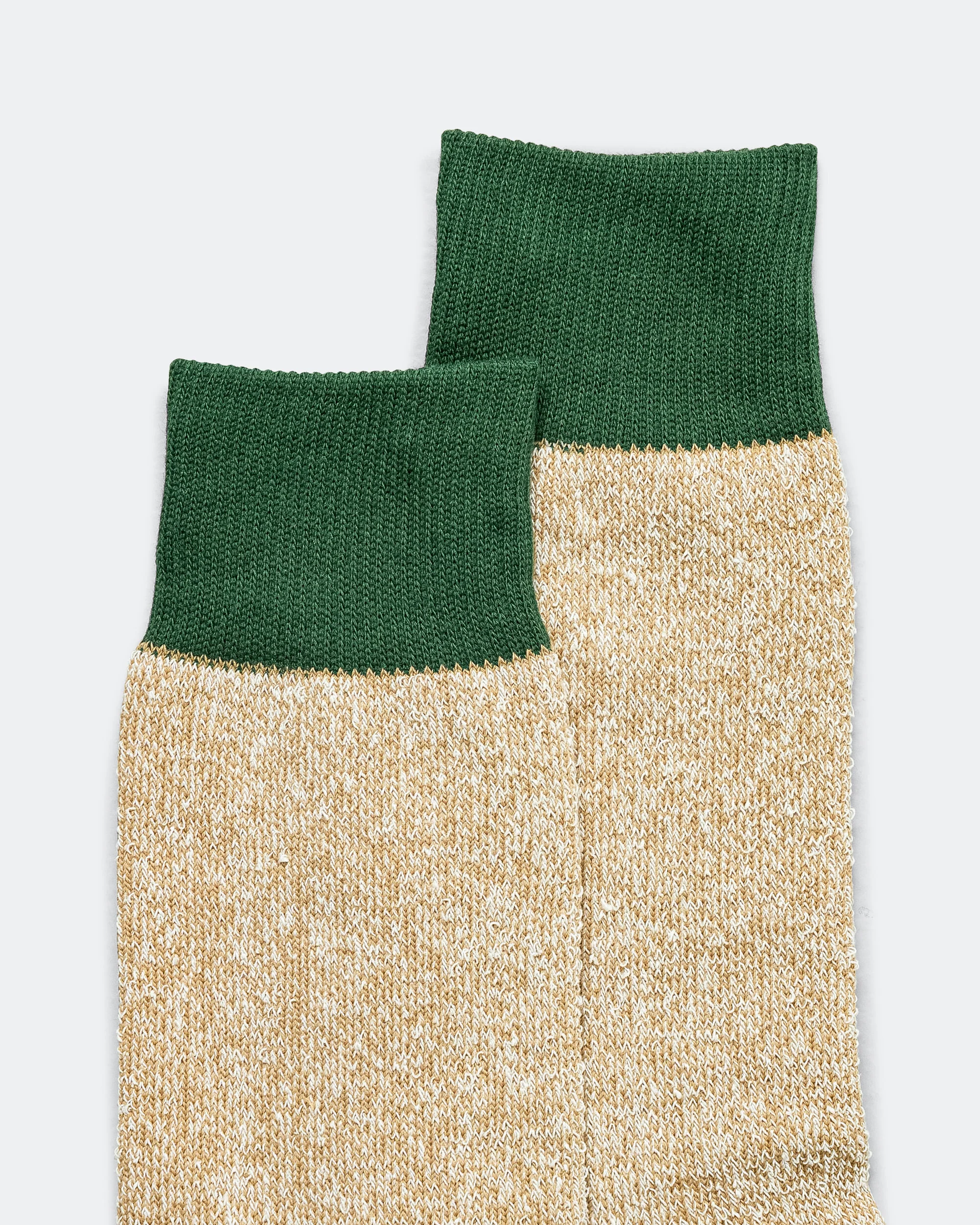 Double Face Crew Sock - Dark Green/Beige - Image 3