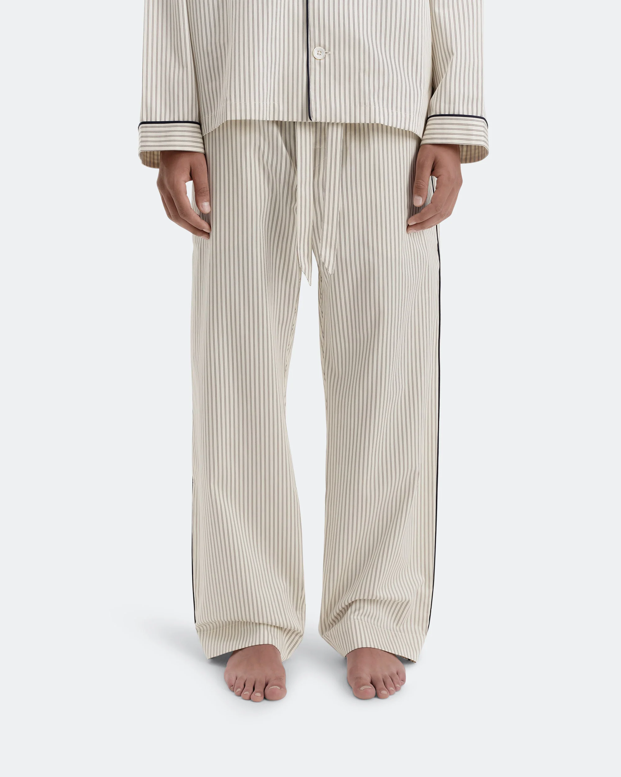 Sateen Pyjama Pant  - Brown Pin Stripes - Image 2