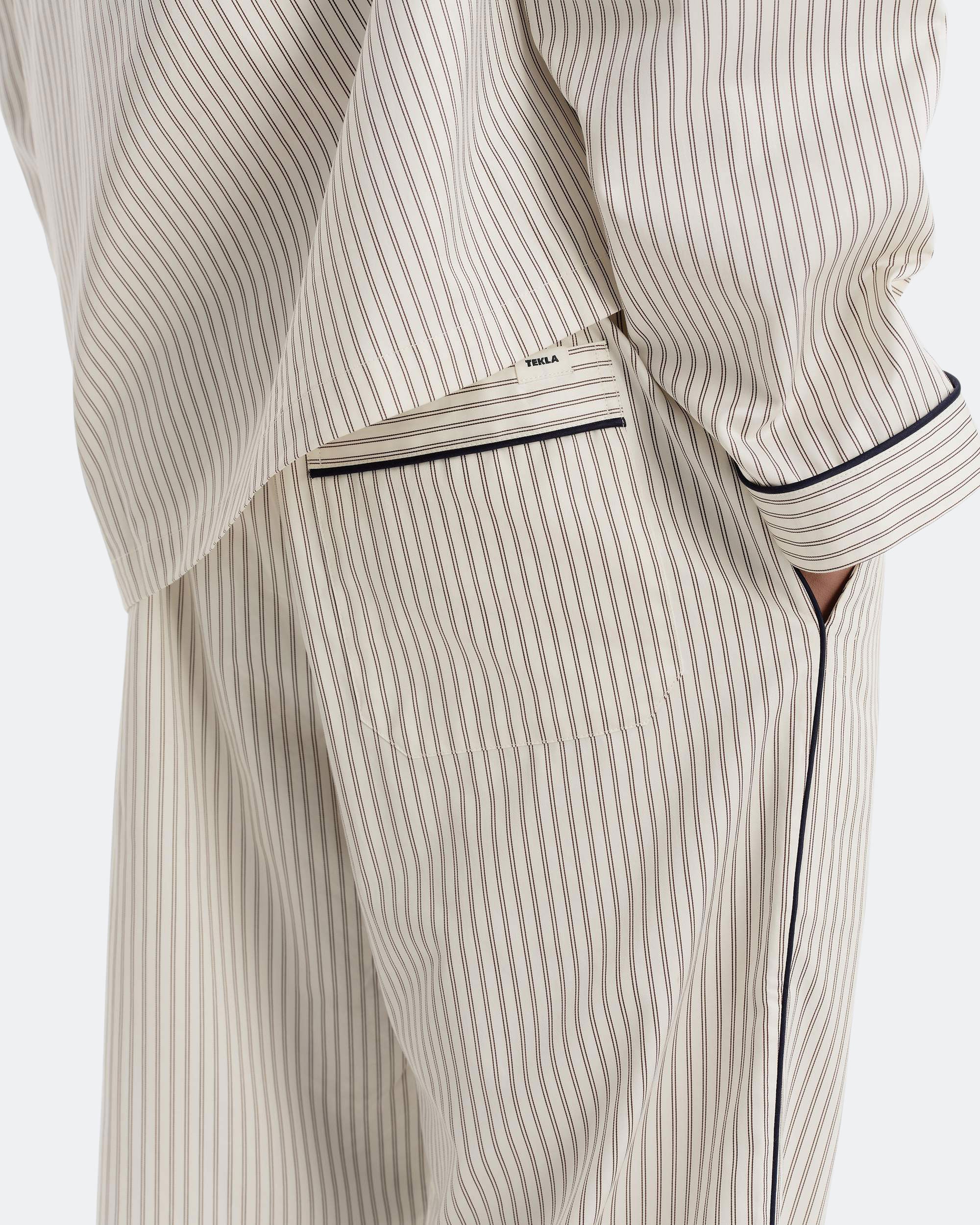 Sateen Pyjama Pant  - Brown Pin Stripes - Image 3