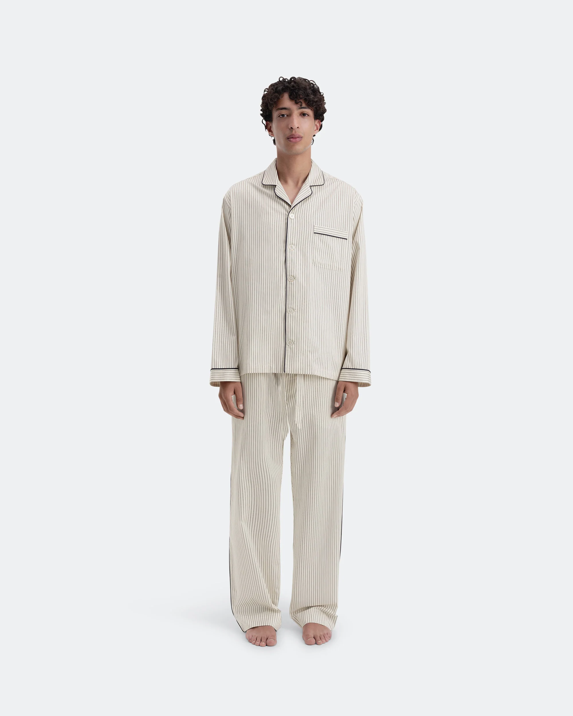 Sateen Pyjama Pant  - Brown Pin Stripes - Image 4