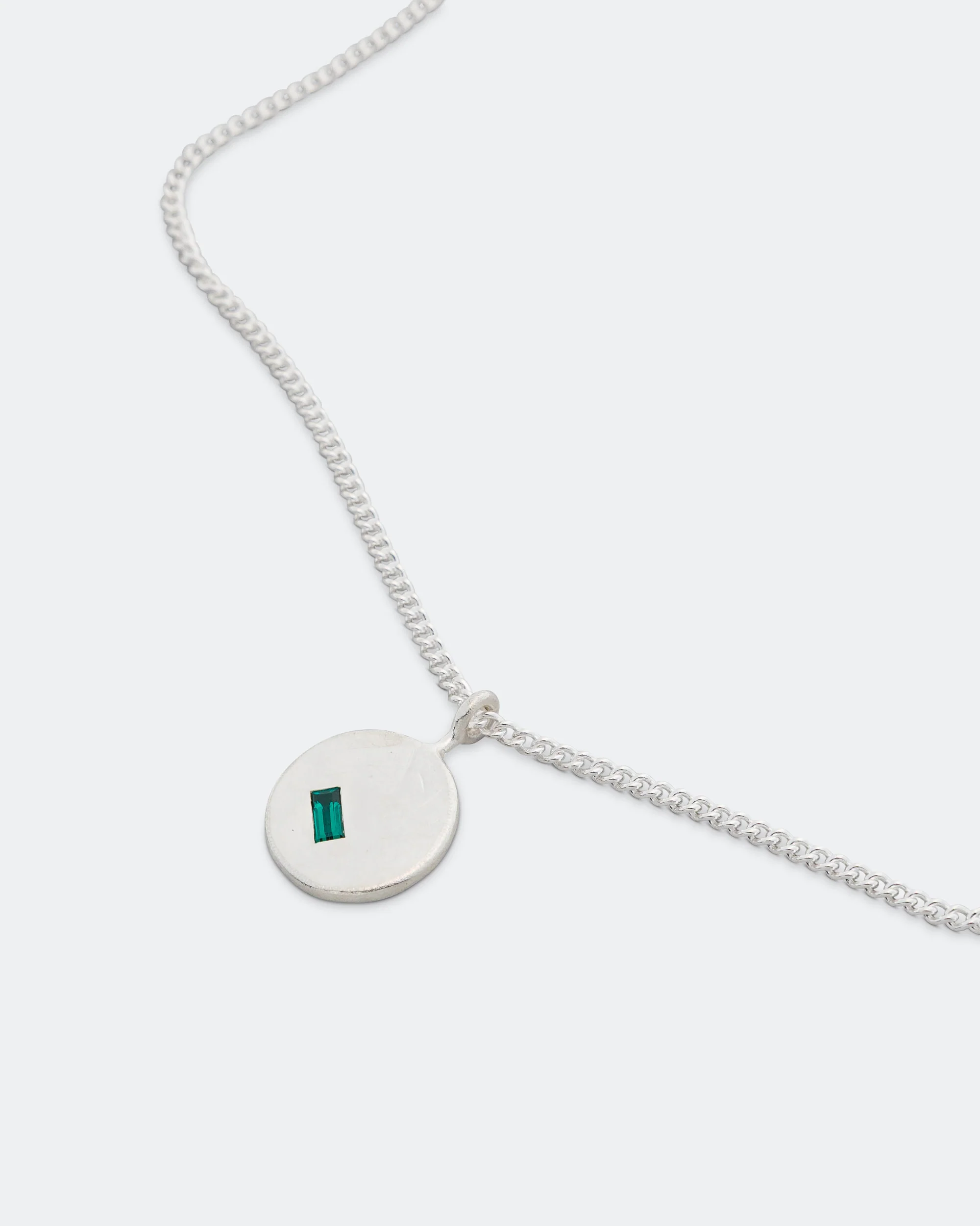 Round Pendant Necklace - 925 Silver/Emerald - Image 3