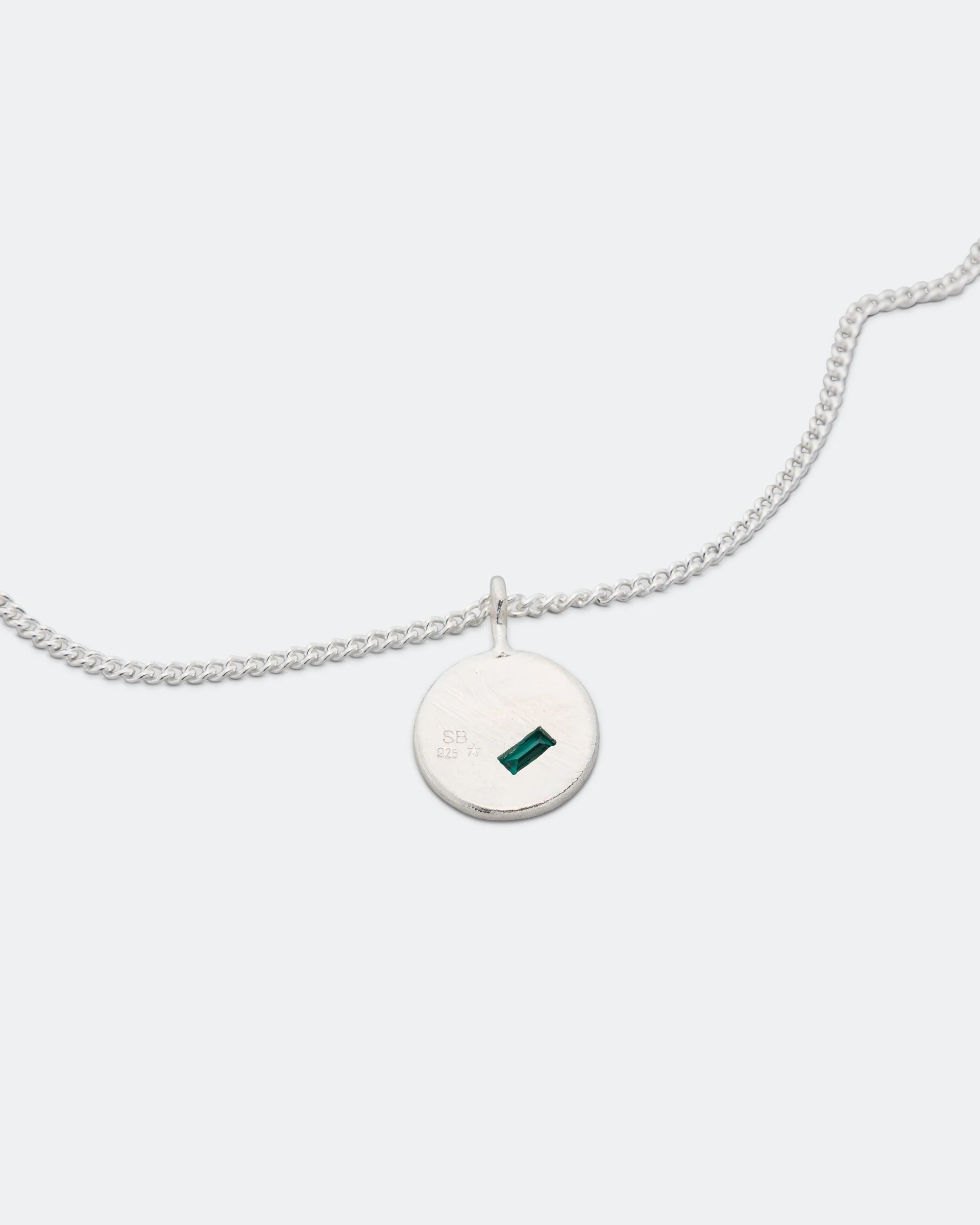 Round Pendant Necklace - 925 Silver/Emerald - Image 5