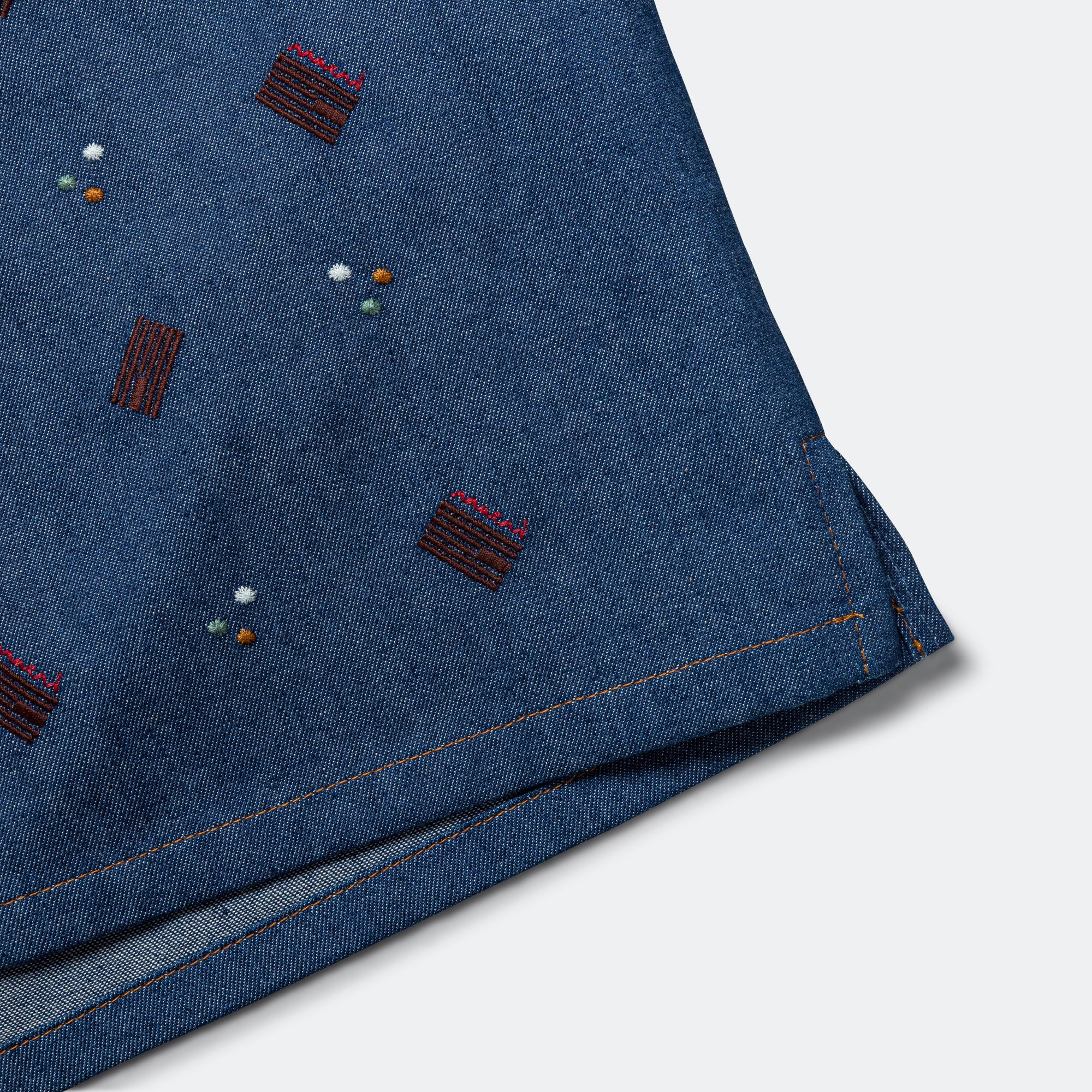 Short Sleeve Pattern Cotton Shirt - Blue - Image 5