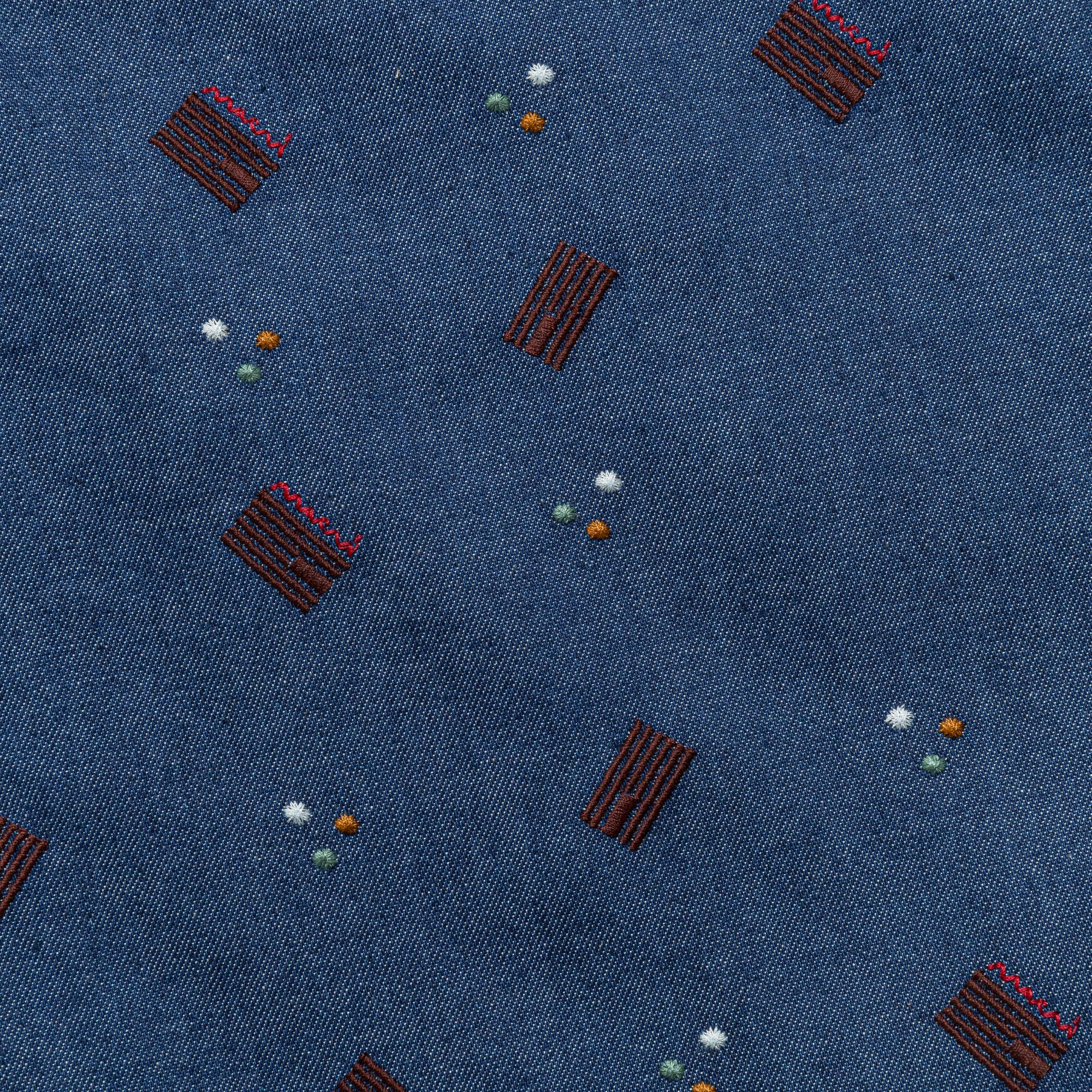 Short Sleeve Pattern Cotton Shirt - Blue - Image 6