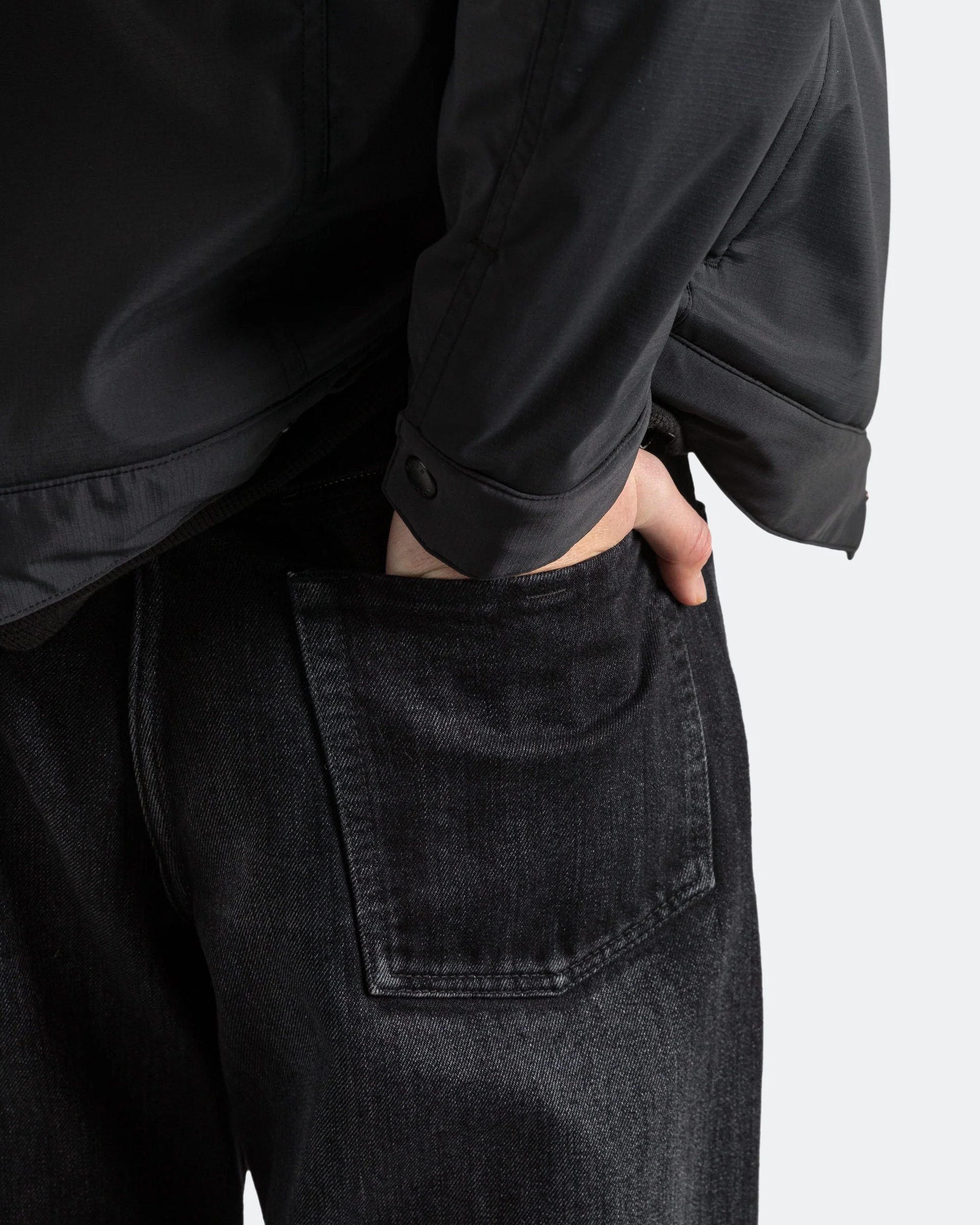 Station Pant - Suvin Cotton Denim Washed Black - Image 4